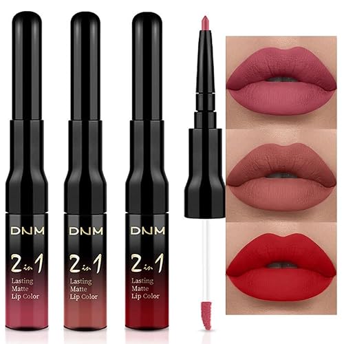 Miniatura 244 de evpct Juego de 6 delineadores de labios y lápiz labial, color rojo oscuro, malva, morado, ciruela, mate, mate, 24 horas a prueba de agua mate, 24 1