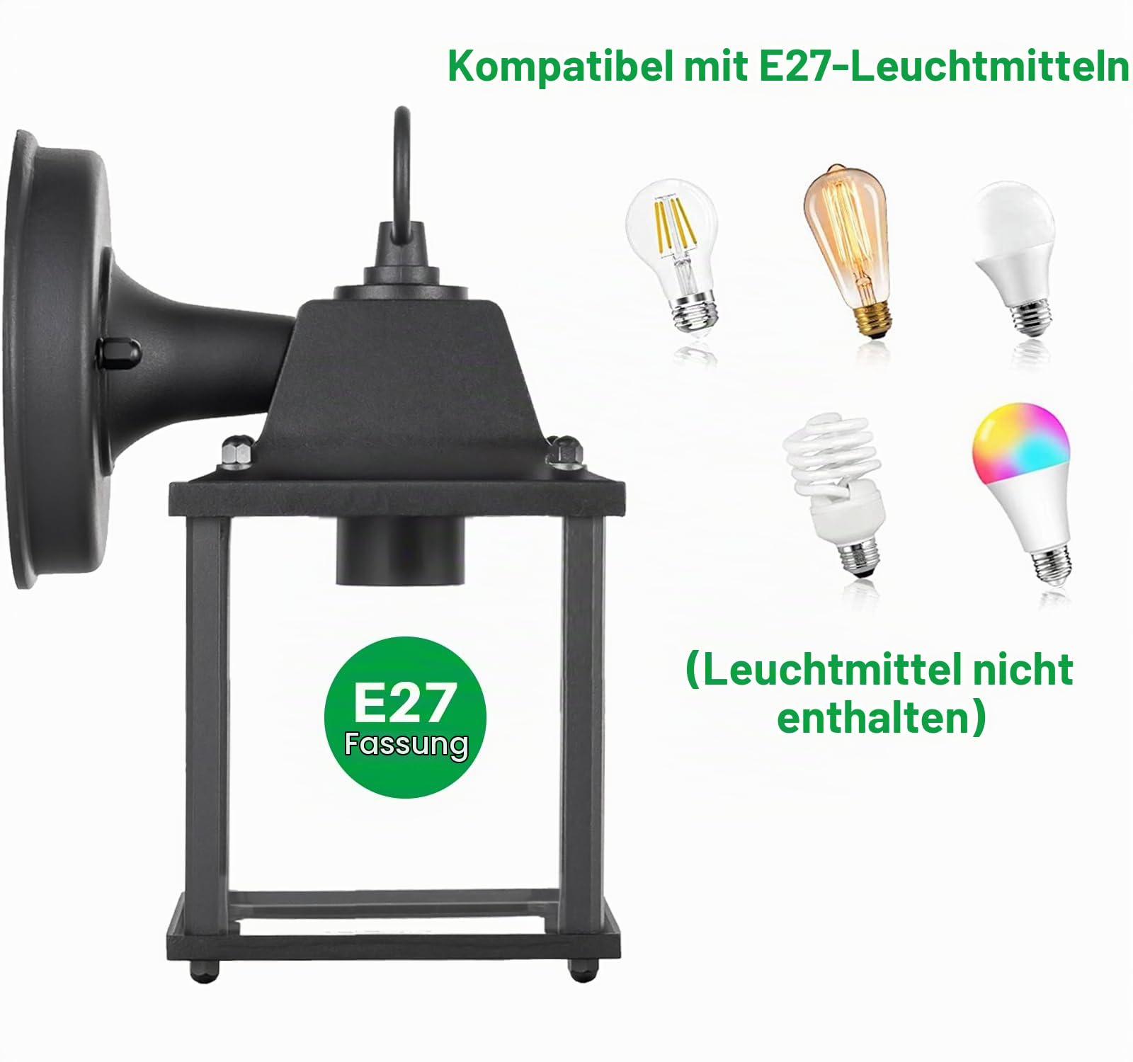 EBION 2 Stück Aussenlampe Wand, AußEnlampe E27,IP44,Schwarz
