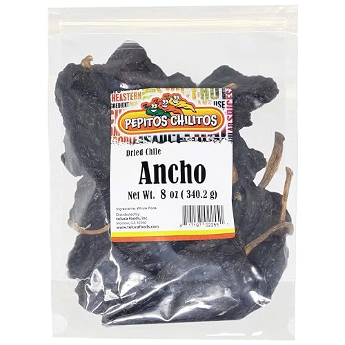 PEPITOS CHILITOS /Chile Ancho 8 oz. Bolsa resellable - Natural y Premium - Ideal para recetas mexicanas como salsa, tamales y guisos.