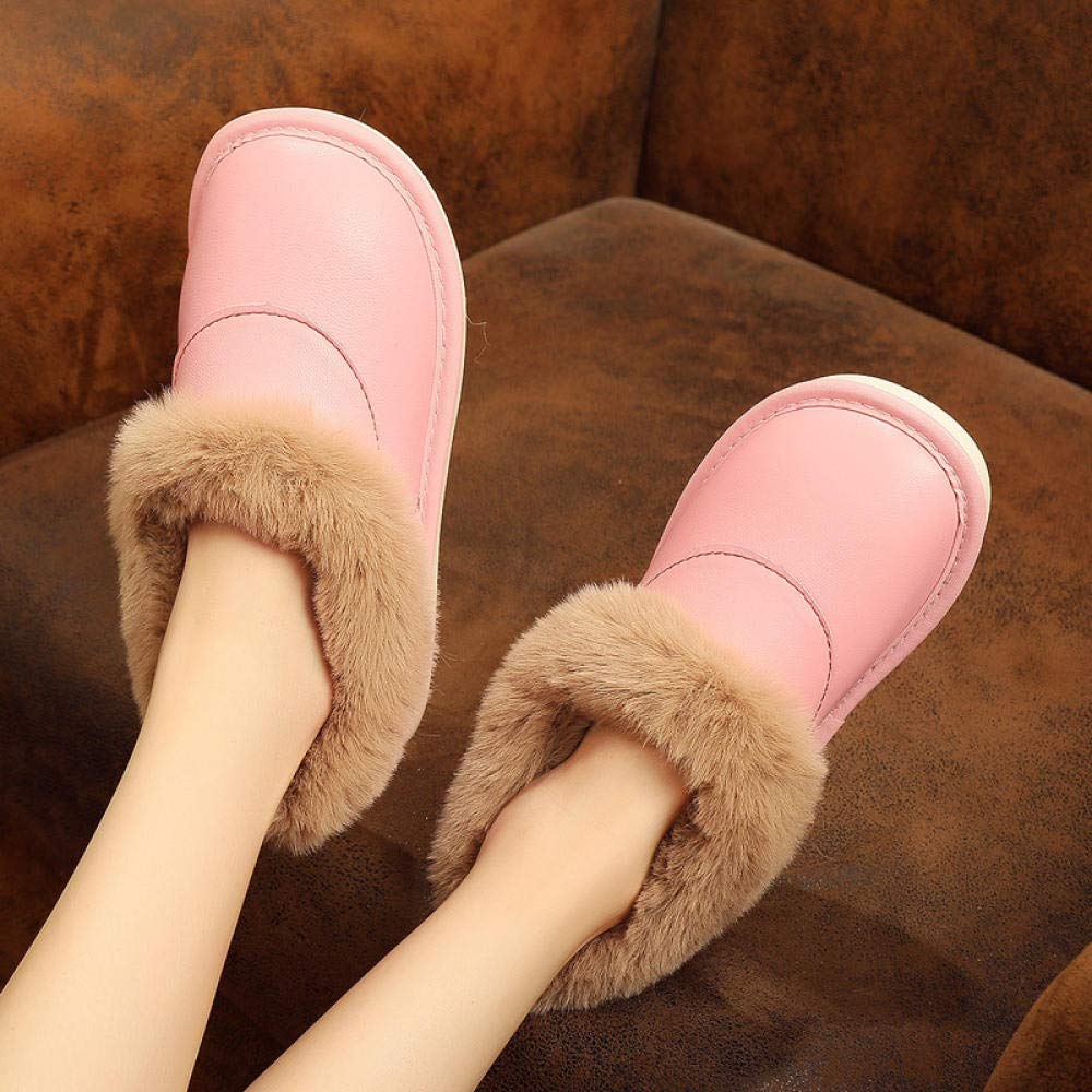 Herren Damen Hausschuhe Winter Pantoffeln,Gepackte fersenwarme Baumwollschuhe, rutschfeste Hausschuhe mit dicken Sohlen-pink_39-40,Erwachsene Plüsch Hausschuhe Wärme