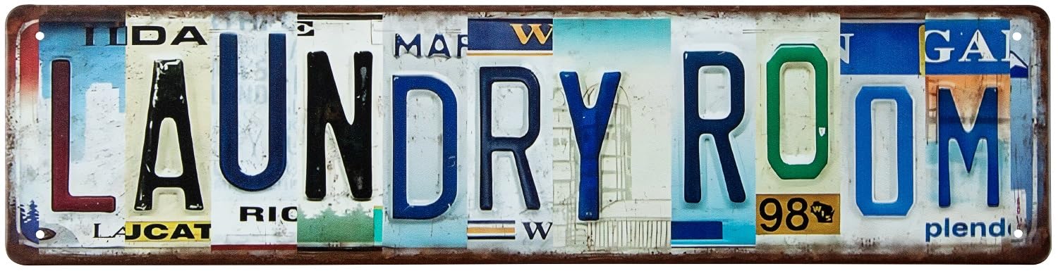 Peiyeety A009 Vintage Metal Tin Sign Laundry Room Vintage Sign, Retro Wall Decor For Home, Bar, Garage, Cafe, Man Cave, Laundry Room, Home Decor, Rustic Wall Art For Indoor And Outdoor Decoration, 4X16 Inch