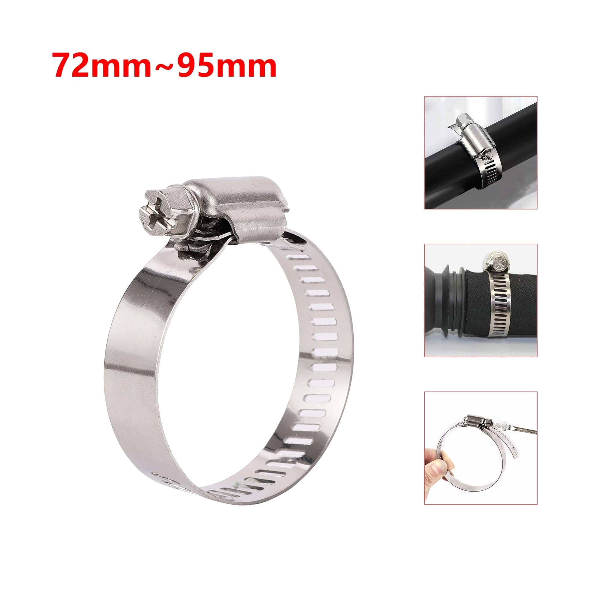 1 PCS Stainless Steel Hose Clamp Worm Gear Pipe Clamp 59