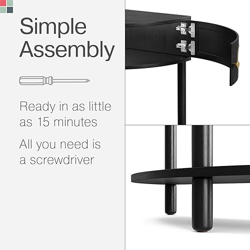 Vista 8 de Rattan Half Moon Shaped Small Entry Table, Console Desk with Storage for Narrow Spaces, Modern Home Decor, Cane Console Table, Solid Wood Entryway