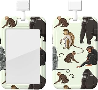 Different Types of Monkeys Chimpanzees Print Id Badge Holder with Lanyard Name Tag Card Badges Case Cover Gifts for Teacher Student Nurse Doctor