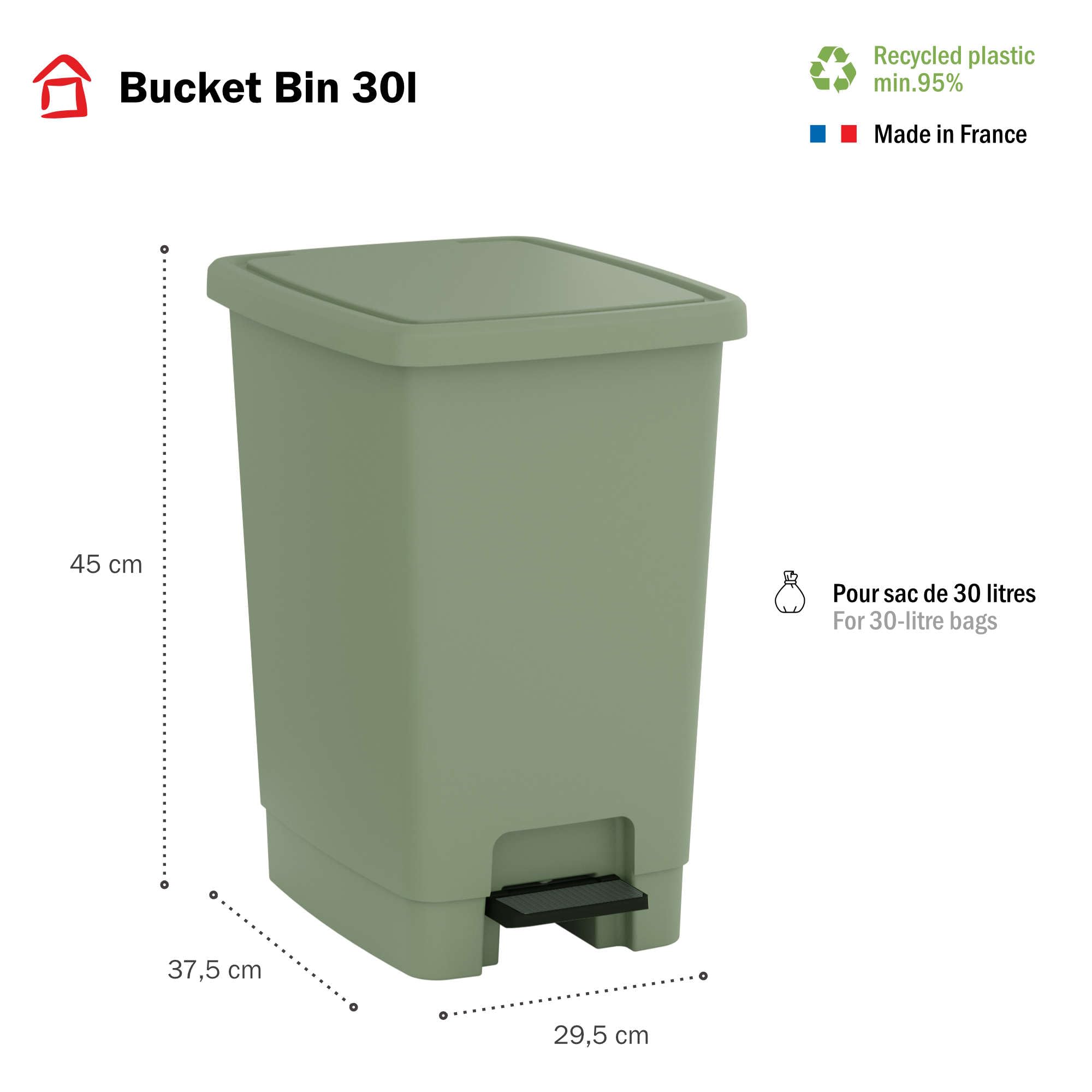 Sundis Bucket Bin, cubo de basura con pedal, 30L, cubo extraíble