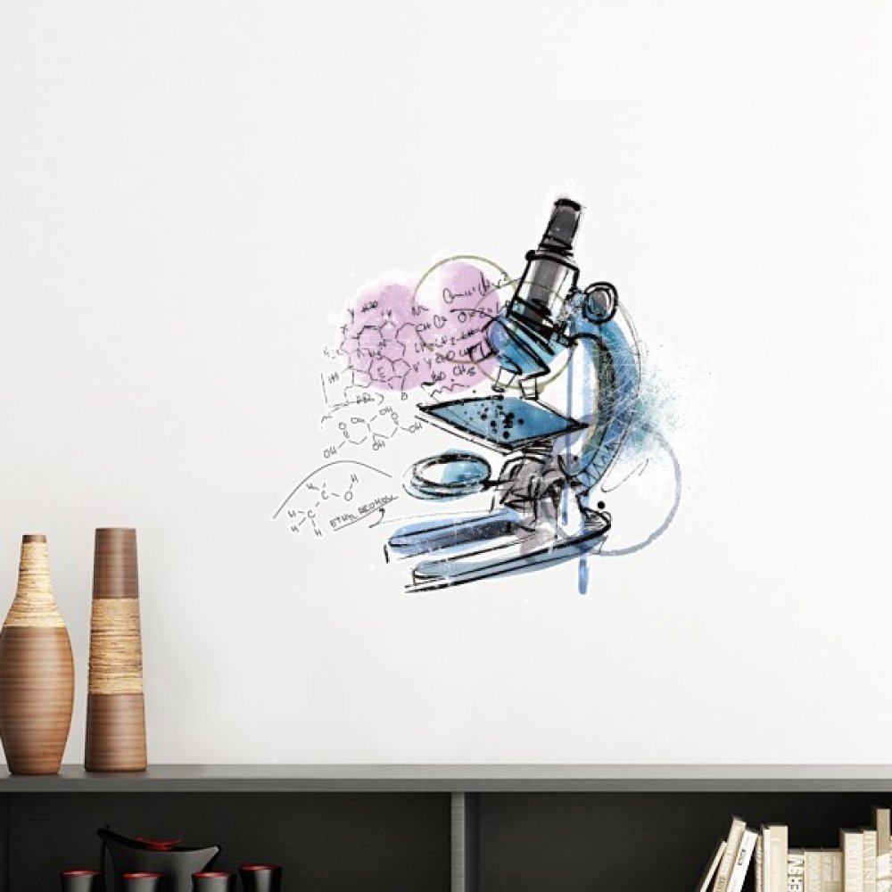 Sticker microscope rose 50cm idée cadeau étudiante chimie