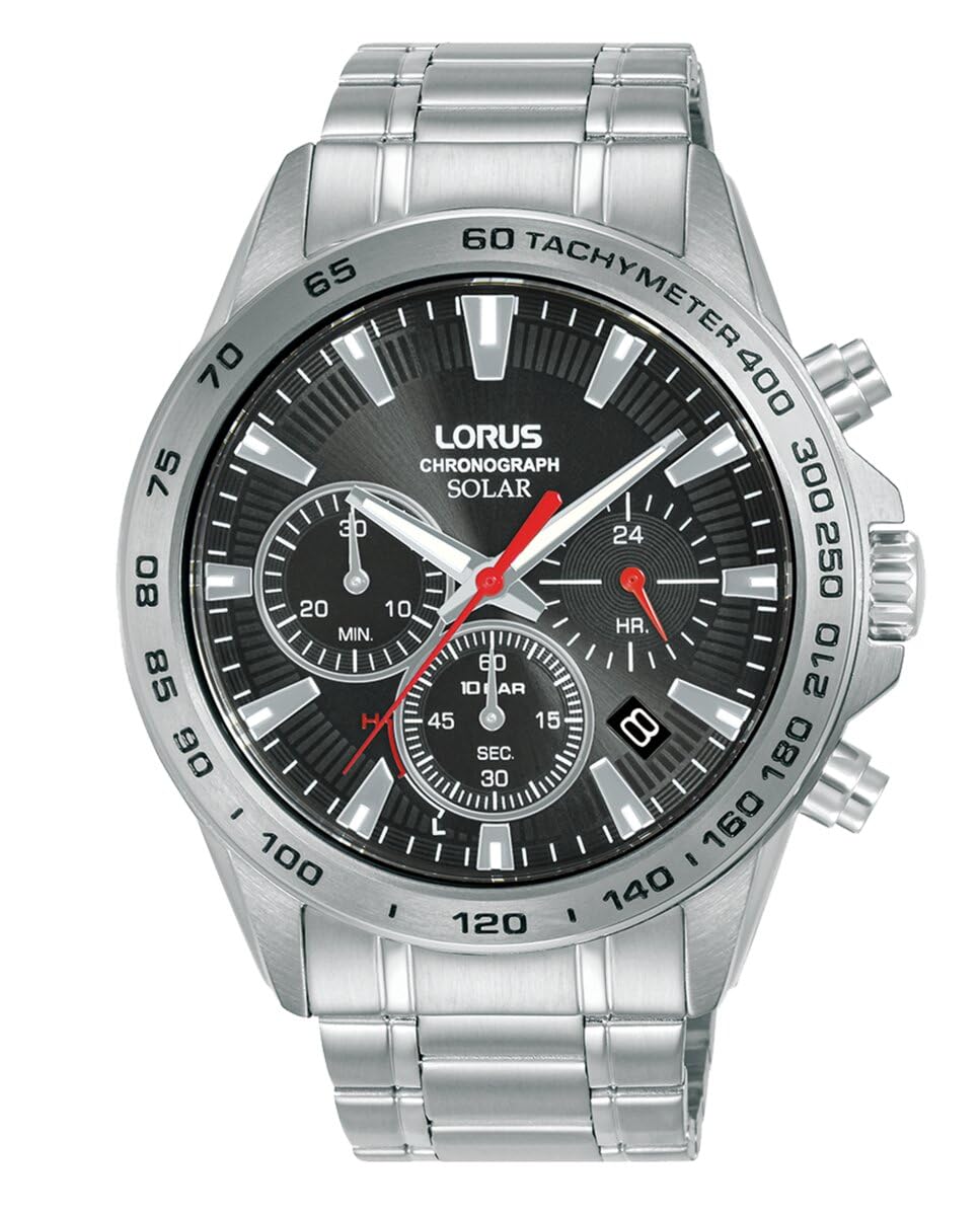 Lorus RZ501AX9 Chronograph Solar SS Bracelet Watch RRP £139.99 2 Year Guarantee
