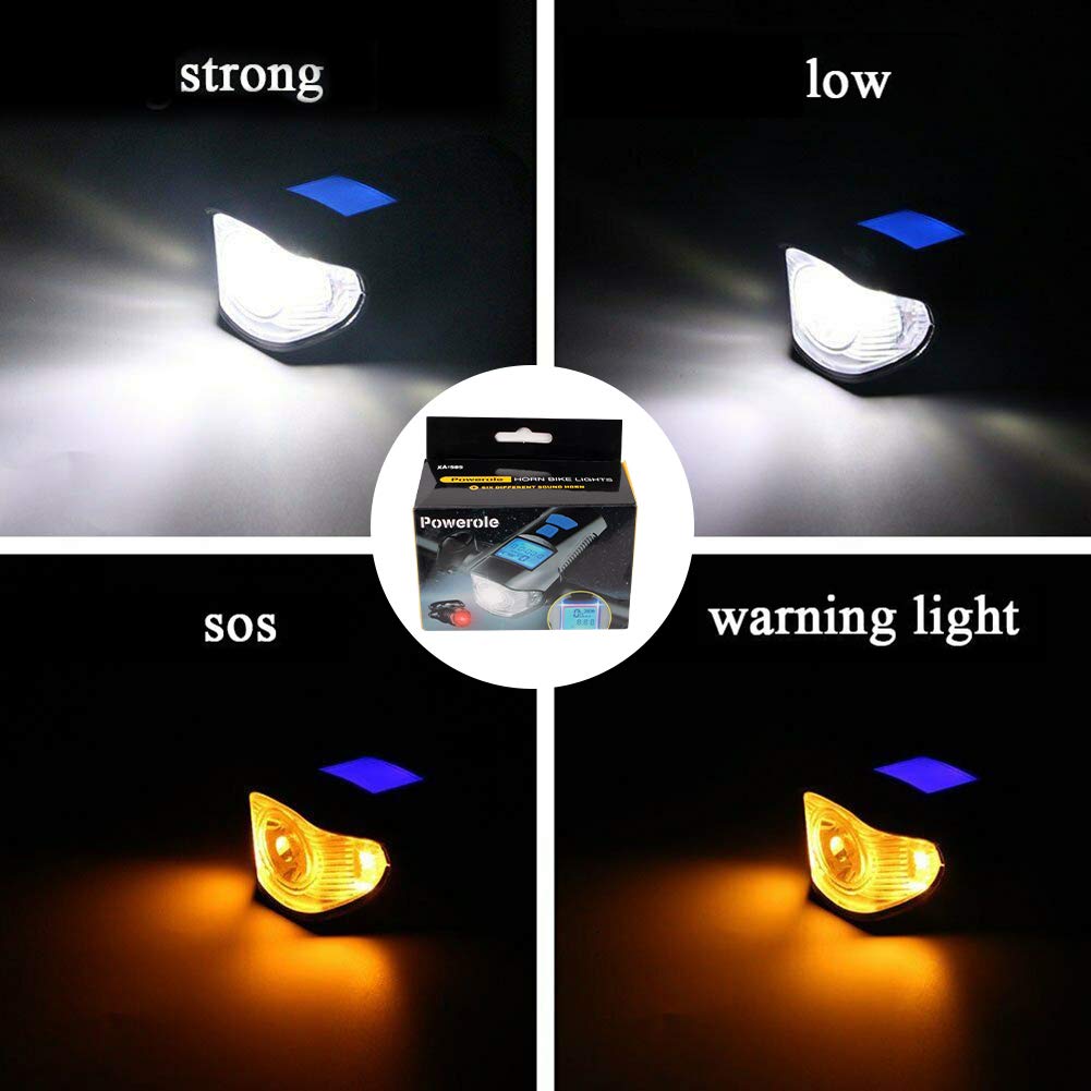 3 En 1 VTT Phare De Nuit Randonnée à Vélo Lampe Avant Sonnet Compteur De Vitesse Usb Rechargeable Impermeable