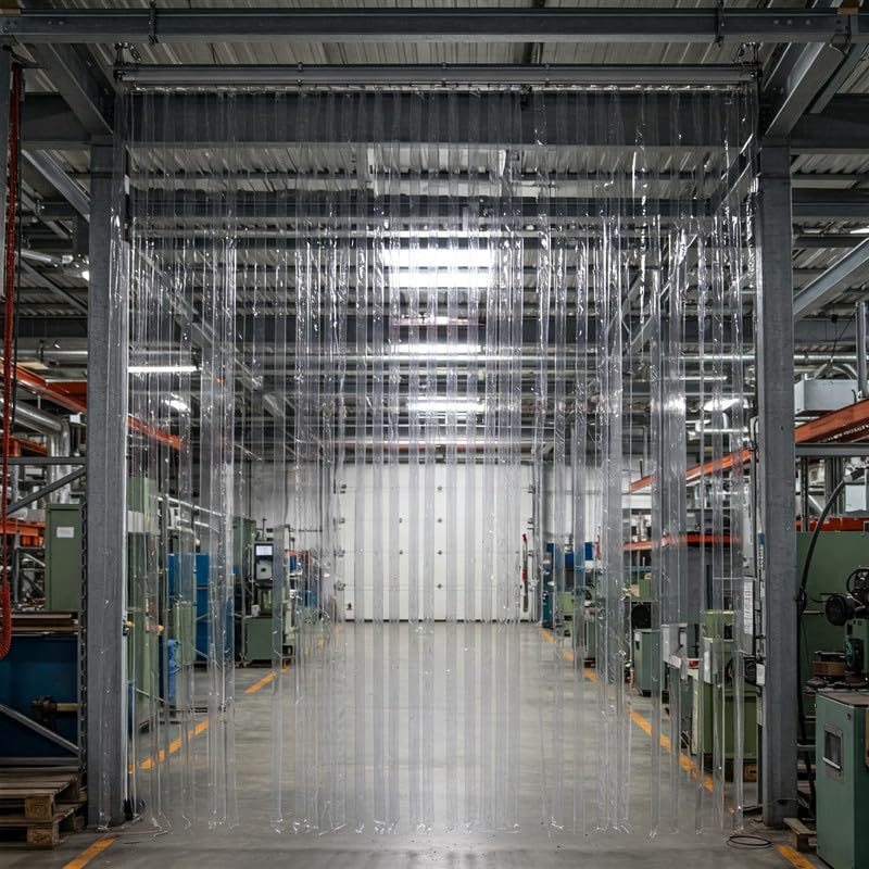 Image of PVC AC Transparent Strip Curtain for Industrial & Commercial Use - Heavy Duty, Anti-Dust, Anti-Insect - Energy Saving - Size: [4.5 ft x 7 ft] 0.50 mm - Clear Vinyl Strip Pack of 1