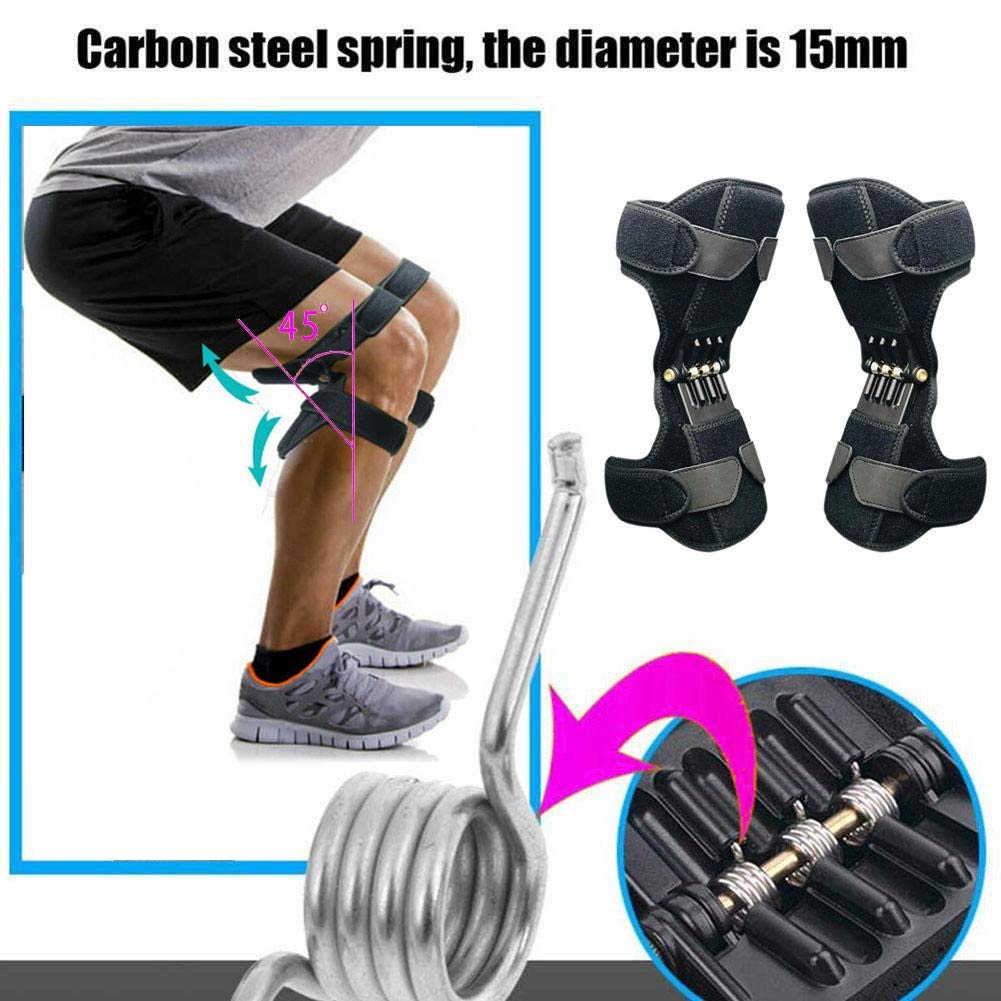 Knieschützer zur Gelenkunterstützung – Power Lift Kniestabilisatorpolster – Leistungsstarker Rückprall-Springkraft-Knieschutz-Booster – Kniebandage zur Linderung von Gelenkschmerzen – 1 Paar