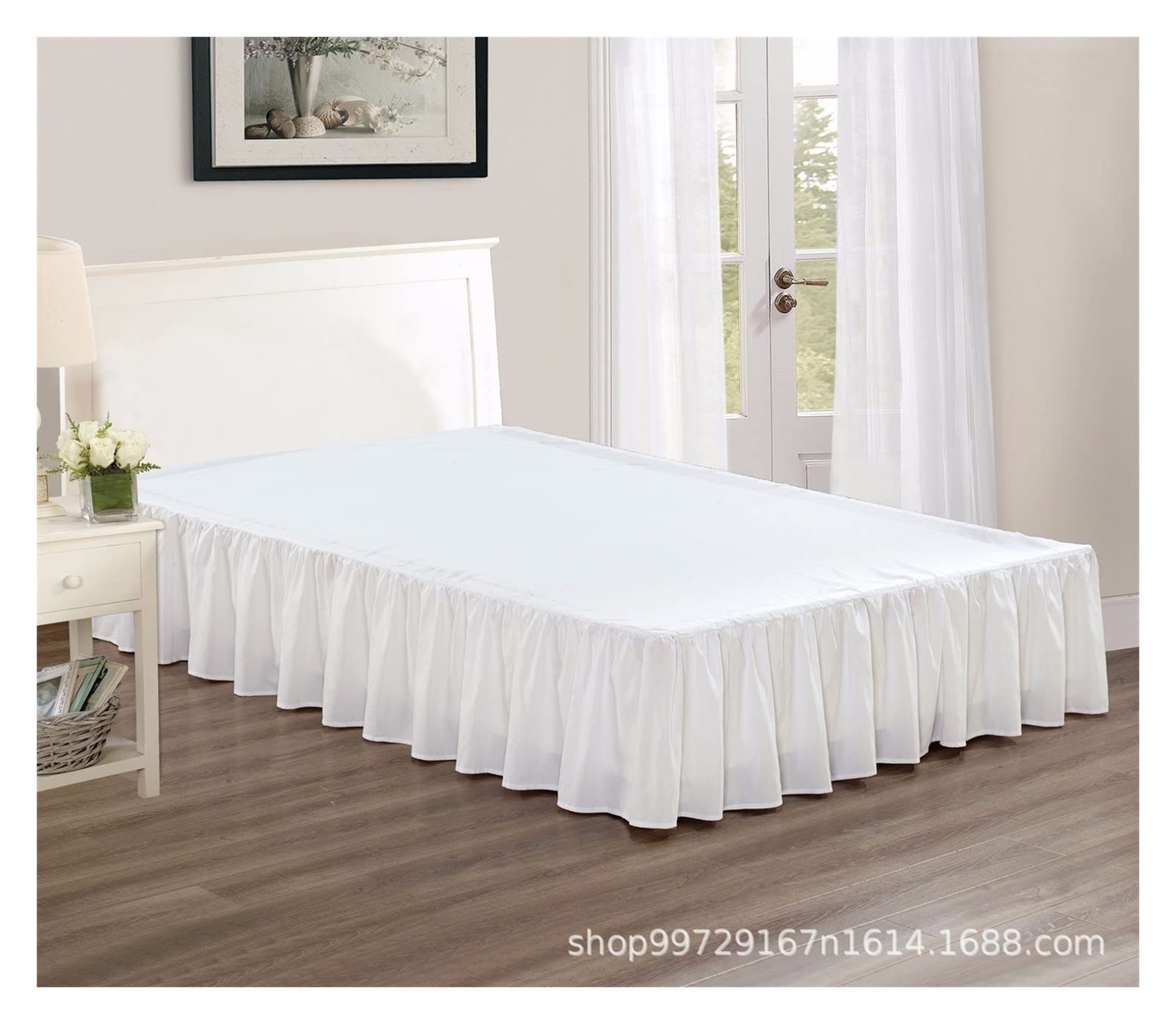 Mantovana Giroletto Matrimoniale Gonna da letto con superficie letto Materasso copertura gemella / piena / regina / king size 35cm altezza home hotel uso grigio bianco beige gonne da letto beige(Grey,