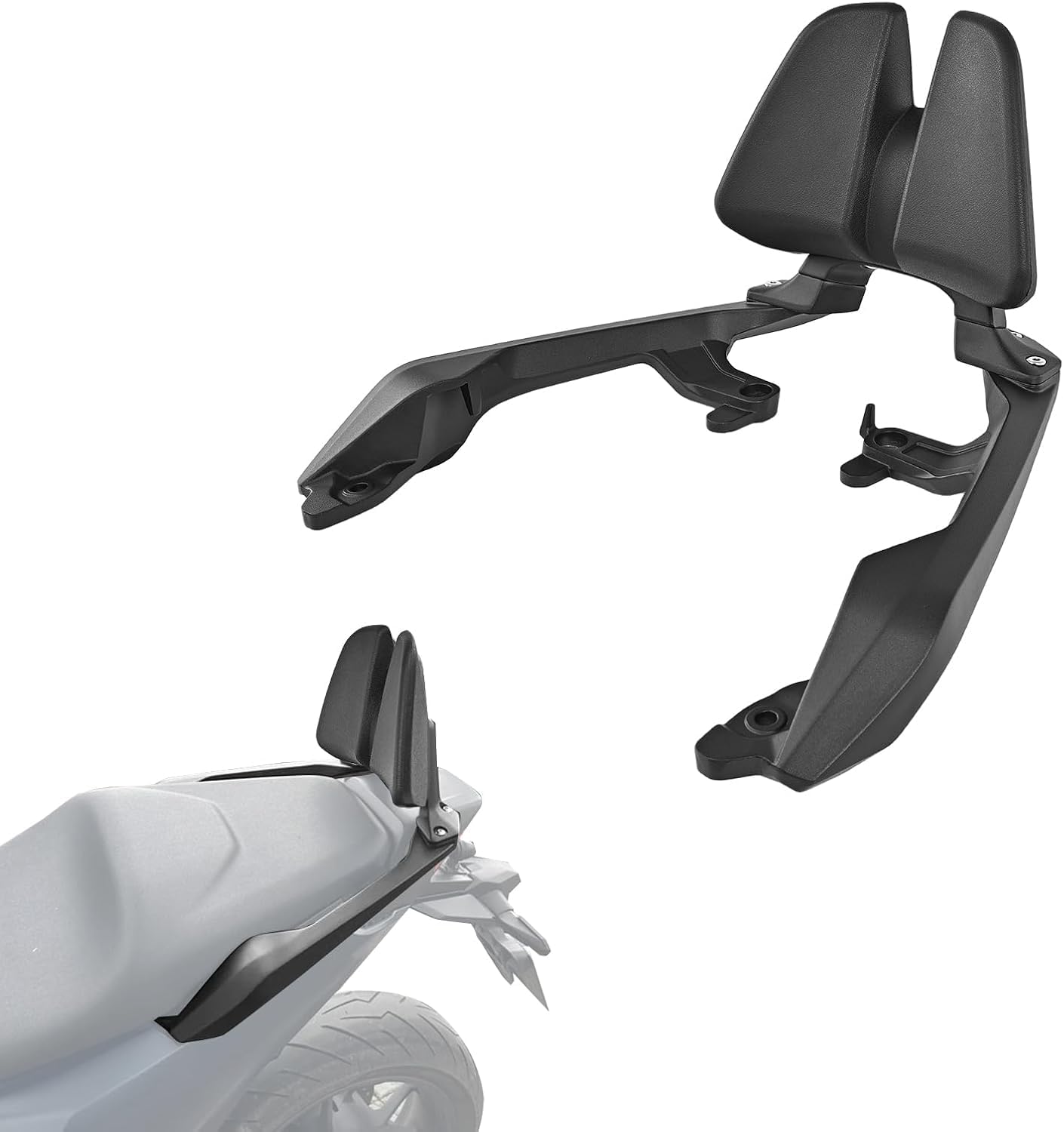 Sissy Bar avec dossier de moto compatible avec Honda X ADV 750 FORZA 750 NSS 750 2021-2026 Dossier passager amovible et porte-bagages XADV750 FORZA750 NSS750 (A-Noir)