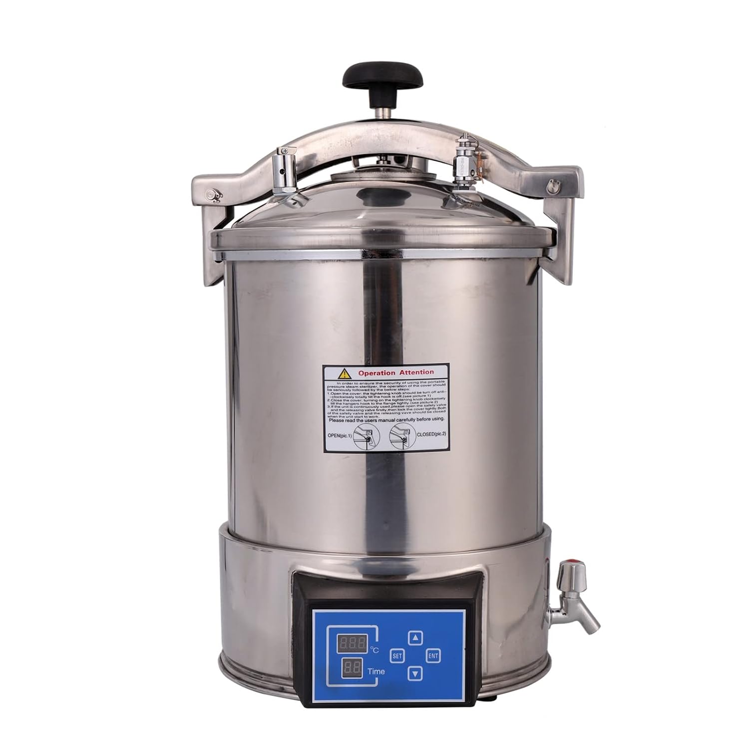 24L Handheld Digital Display Portable Autoclave Machine Stainless Steel Pressure Steam Sterilizers with Microcomputer Controlled System YX-24HDD