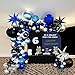 Space Astronaut Theme Garland Arch Kit, 115pcs navy blue, Agate balloon, black, metallic blue, silver and long balloons with star foil balloon graduation bachelor party shower decorations