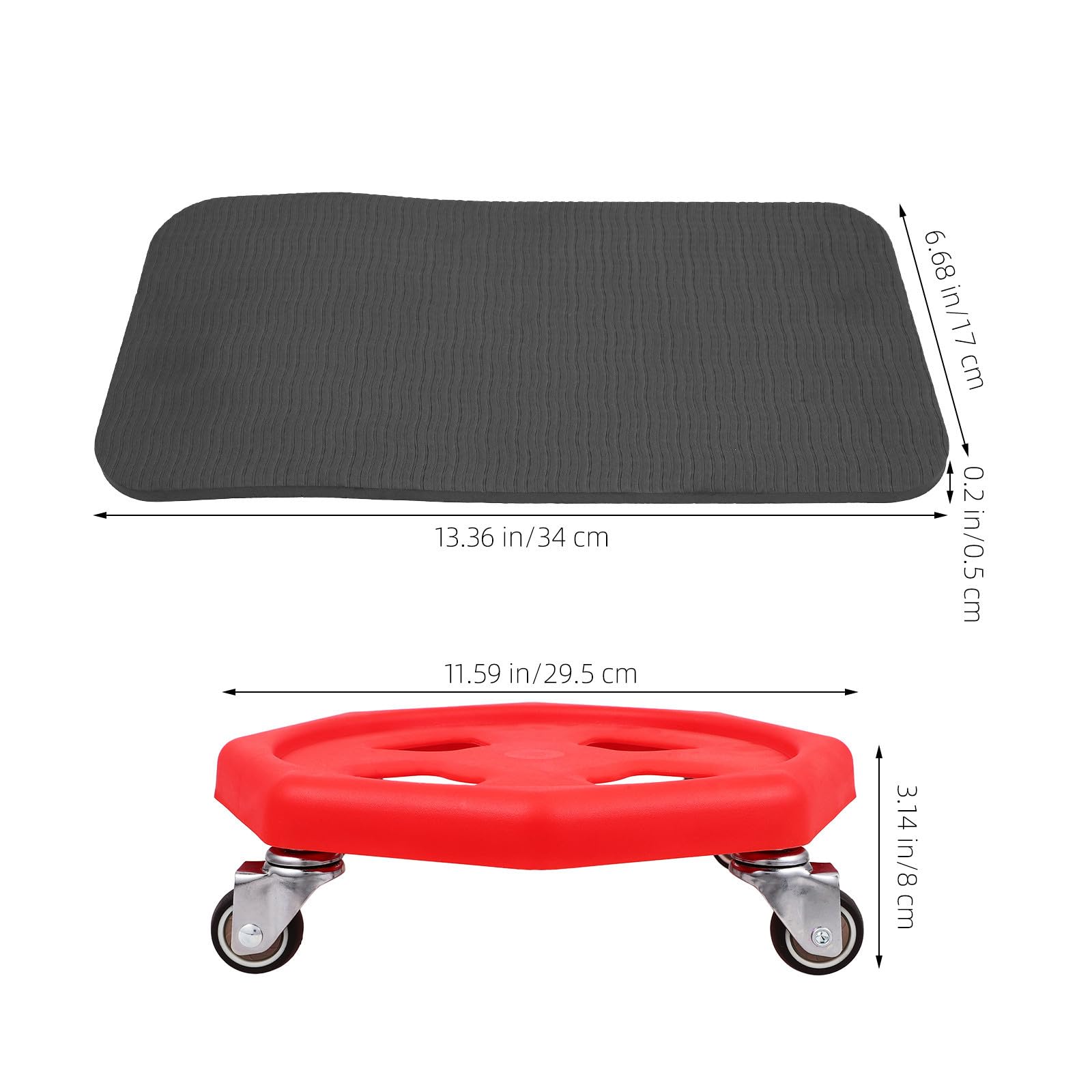Healifty Disco para Entrenamiento, Placa Deslizante de Fitness, Disco de Entrenamiento Abdominal, PP, Rojo, Portátil, con Almohadilla para Rodilla y Cojín, para Ejercicio en Casa