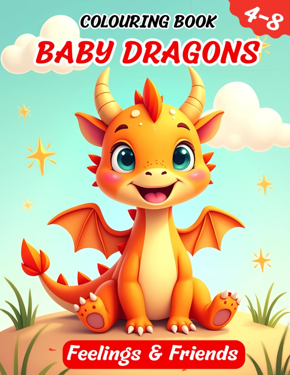 The Baby Dragon Colouring Book: Feelings & Friends: Ages 4-8, Featuring Easy, Bold lines, 50 Cute Dragons Illustrations (Baby Dragon Adventures)