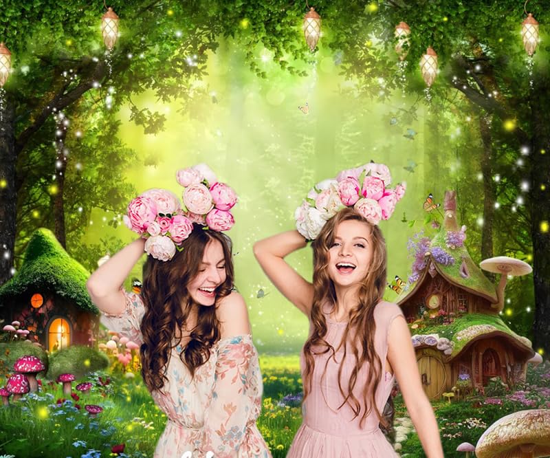 Enchanted Forest Backdrop 10x8ft Fairy Tale Wonderland Woodland Magic Green Forest Butterfly Photo Backdrop For Wedding Baby Shower Birthday Party Banner Decor Photo Studio Props - View #5