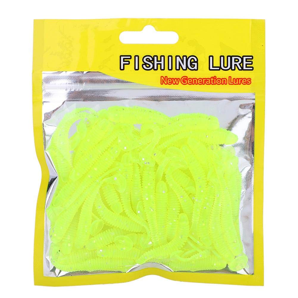 SugoyiPlastic Baits, 50PCS 5cm Soft Plastic Fishing Lures T-Tail Grub Worm Baits Fish Tackle Accessory