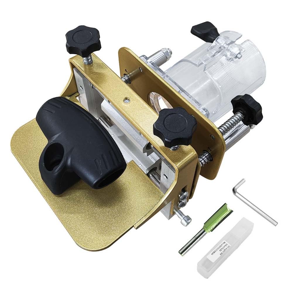 Mortasatrice in metallo ABS per fresatrice da 65 mm, con posizionamento centrale e guida di scorrimento bidirezionale, in acciaio inox compatto
