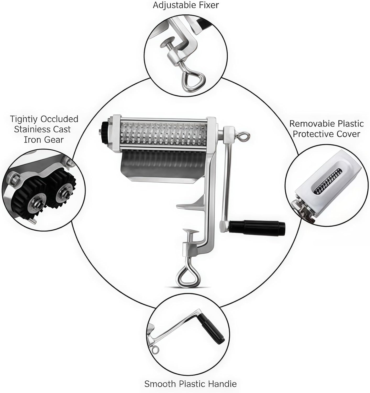 Meat Tenderizer Cuber, Steak Flattening Machine, Cast Iron Manual Meat Tenderizer Machine, Commercial Clamp-on Rolling Tenderizer for Beef, Pork, and Chicken