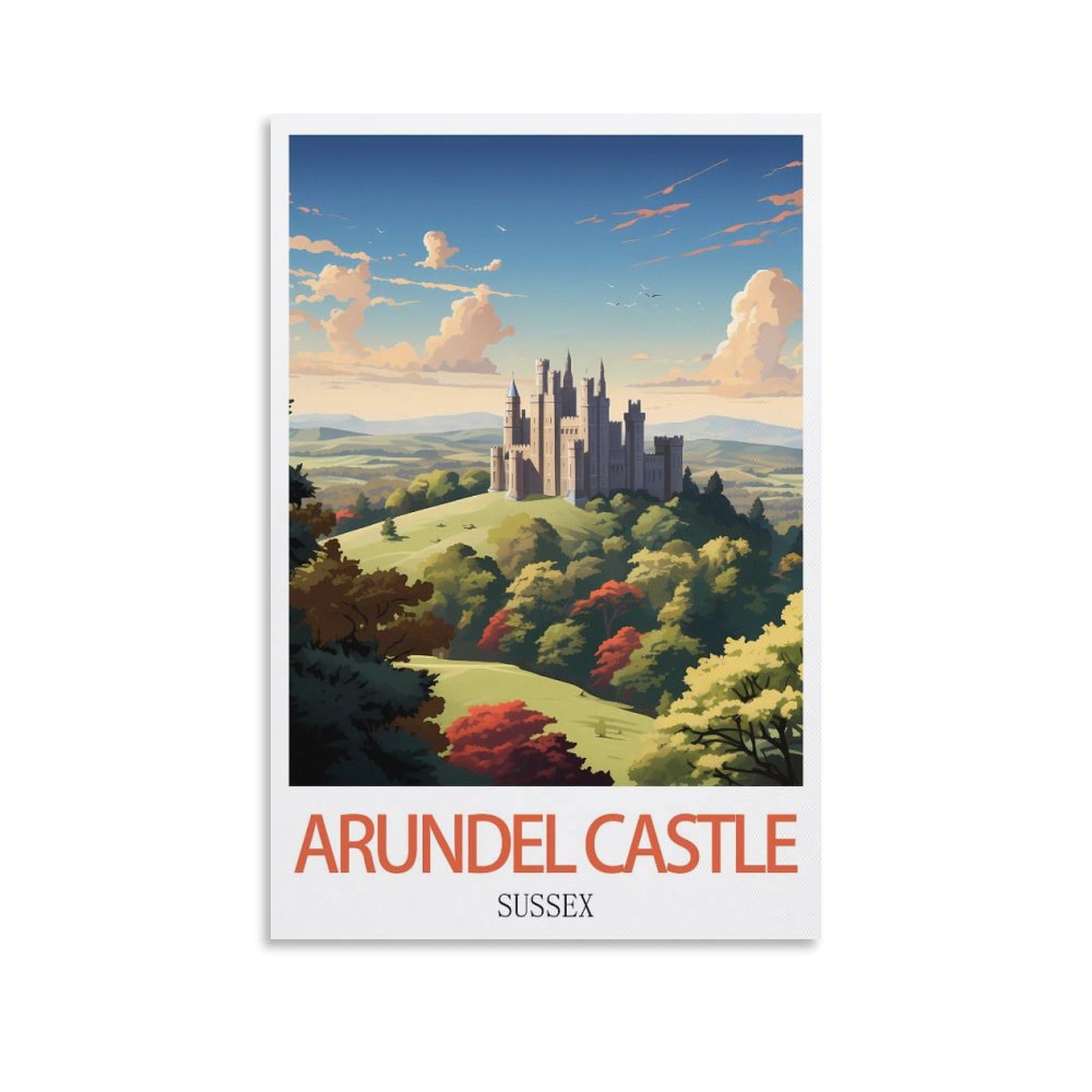 Metal Tin Sign Arundel Castle Sussex Garden & Kitchen Poster, Inspirational Sign Home Wall Art Decor for Home Kitchen Bar Club Decoration 30x30cm