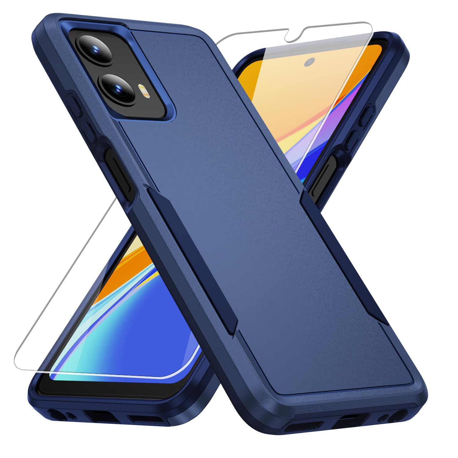 Warsia for Moto G 5G 2024 Case,with Screen Protector[Military Grade Drop Tested] Heavy-Duty Tough Rugged Shockproof Protective Case for Motorola G 5G