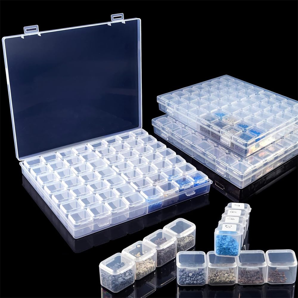 YARDHOBI Diamond Painting Storage Container - 56 Grids Plastic Box for Beads, Art Supplies, and Embroidery Accessories