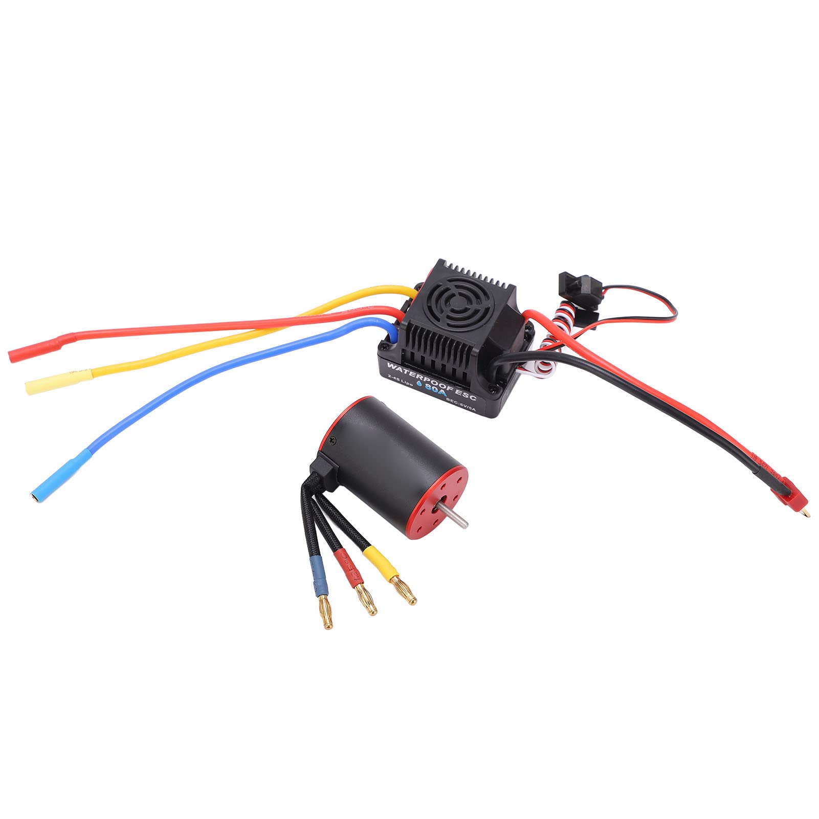 Motor sin escobillas 3650 4300KV, ESC de 80A, regulador eléctrico, cable largo para coche RC 1/8 y 1/10.