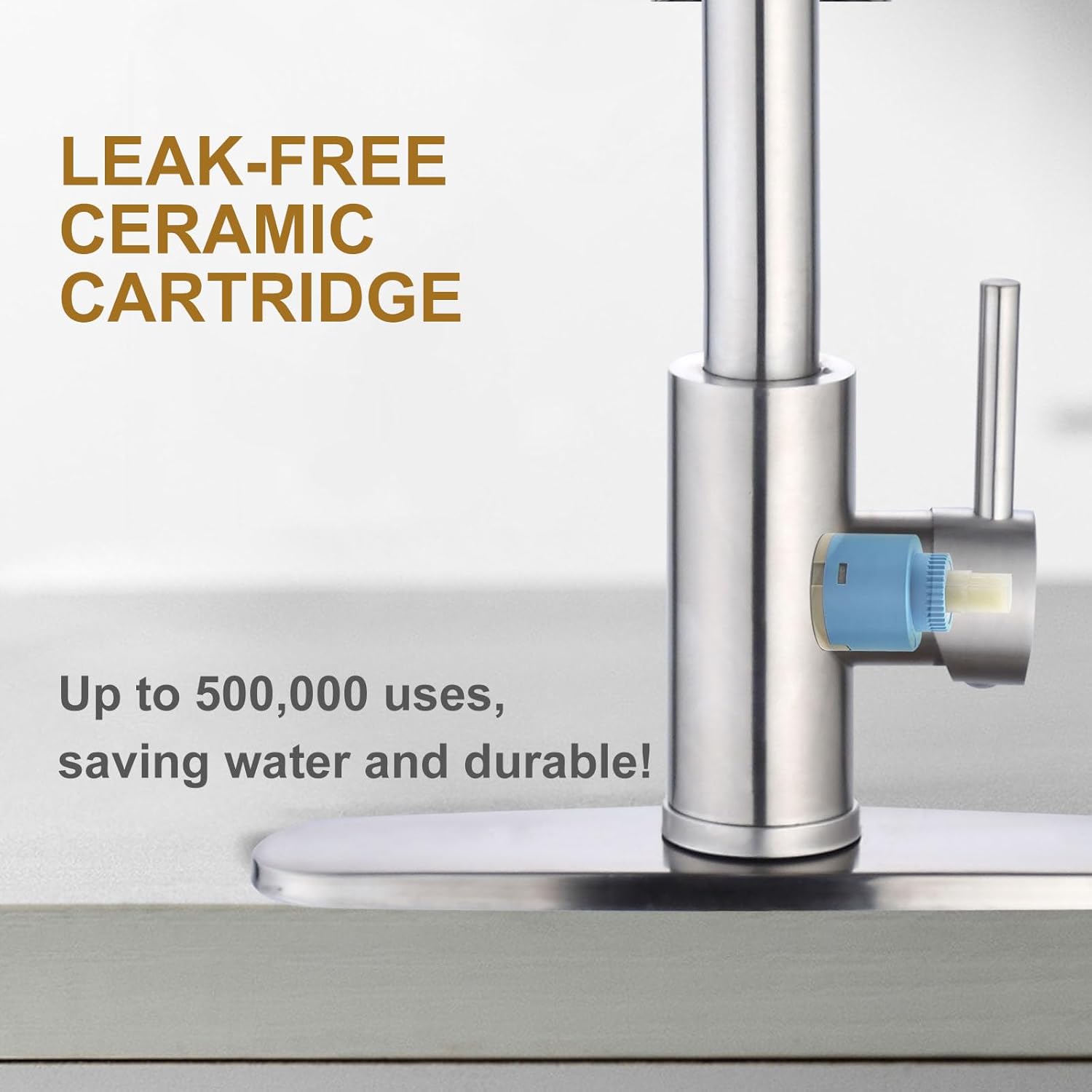 Brushed Nickel Kitchen Faucet with Pull Down Sprayer, High Arc Single Hole Stainless Steel Kitchen Sink Faucet with 3-Function Sprayer, for Farmhouse Camper Laundry Rv Bar, CL001-BN