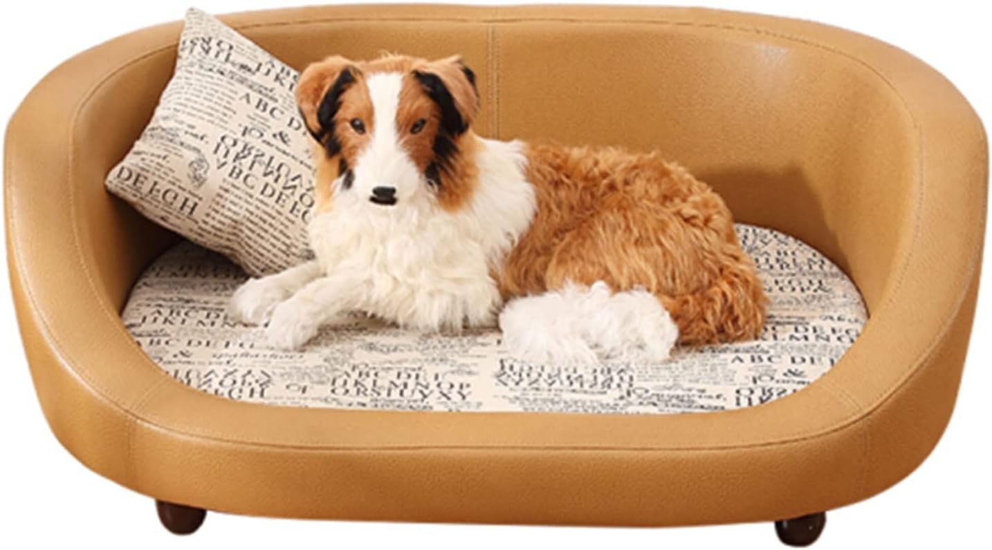 Pet Couch Bed Luxury Pet Sofa Bed, PU Leather Removable and Washable Dog Sofa, Solid Solid Wood Frame, Suitable for 20kg/44lb Dogs