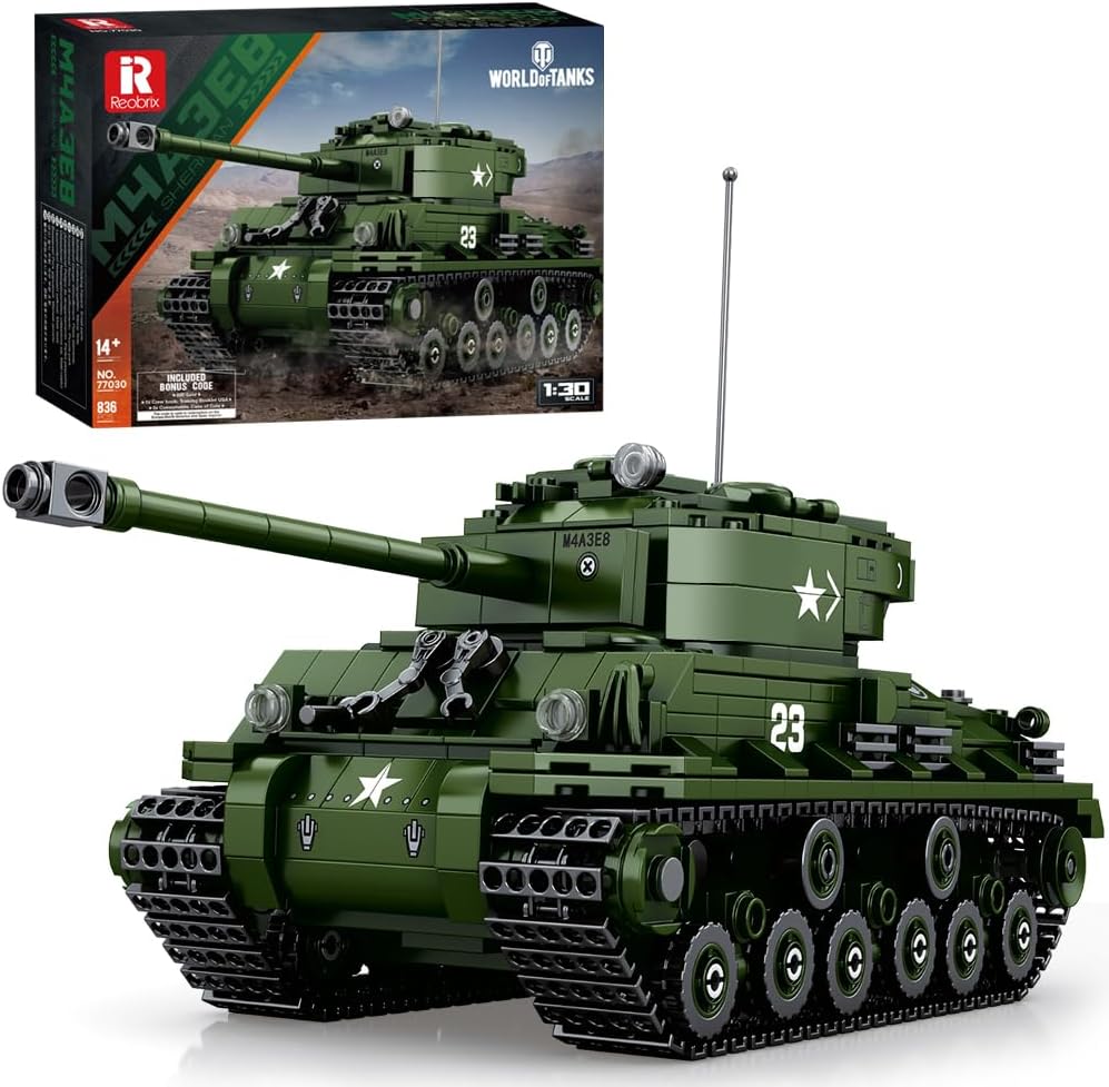 MISINI 77030 M4A3E8 Sherman Medium Tank Building Block Kit