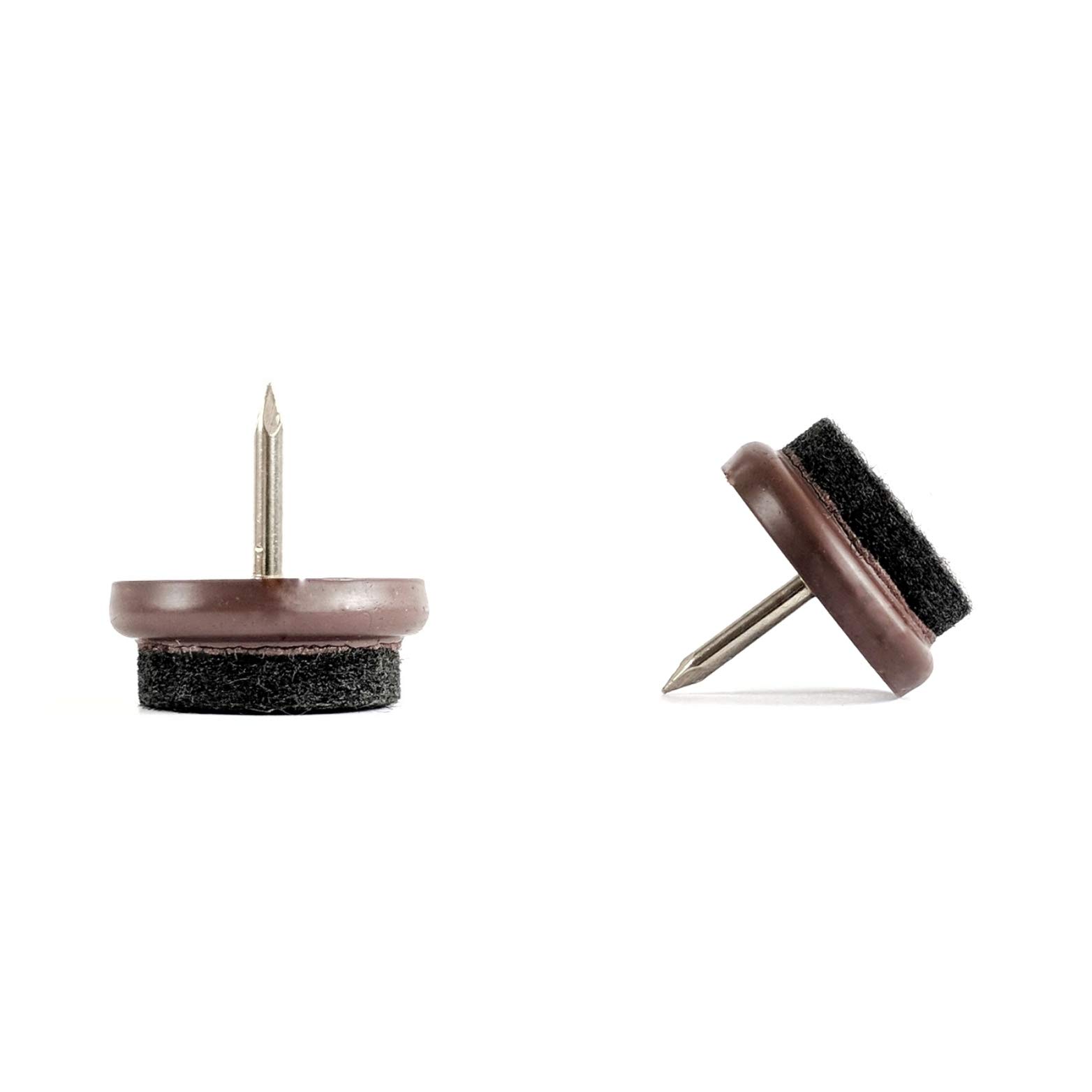 Felt Furniture Gliders. Nail In Chair Sofa Feet Pads (Brown, 24mm, 100 Pack, Free 2mm Drill Bit)- (See Second Image for Dimensions) Quality Floor Protectors by Keay Vital Parts- Made in Germany — image 1