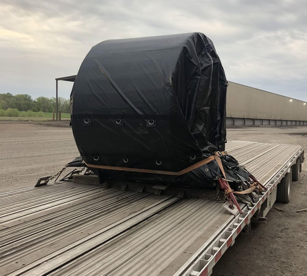 Mytee Products Heavy Duty Coil Tarps for Steel Coils 7 FT x 7 FT x 7 FT - Black, Waterproof, Made with 18 OZ Vinyl - Flatbed Truck Trailer Steel Fitted Coil Tarp Bags