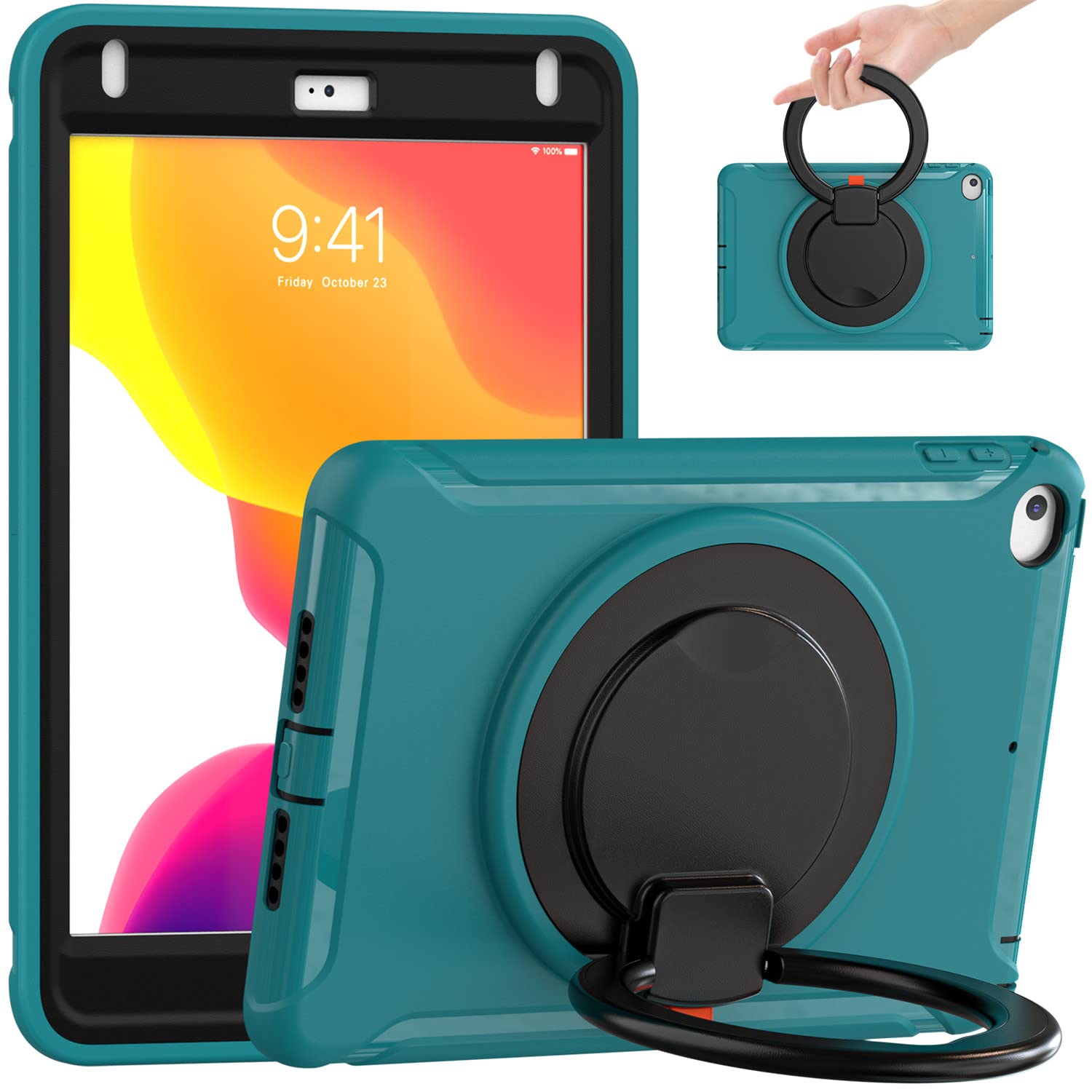 Cas pour iPad Pro 12.9 du bureau au salon avec protection rotative bleue