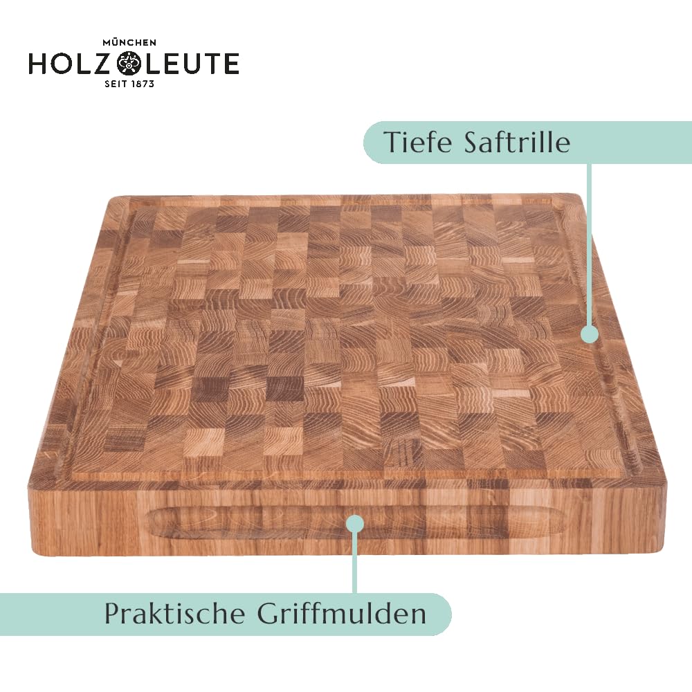 Stirnholz Schneidebrett Eiche Holz 50 x 35 x 4 cm | Holz-Leute