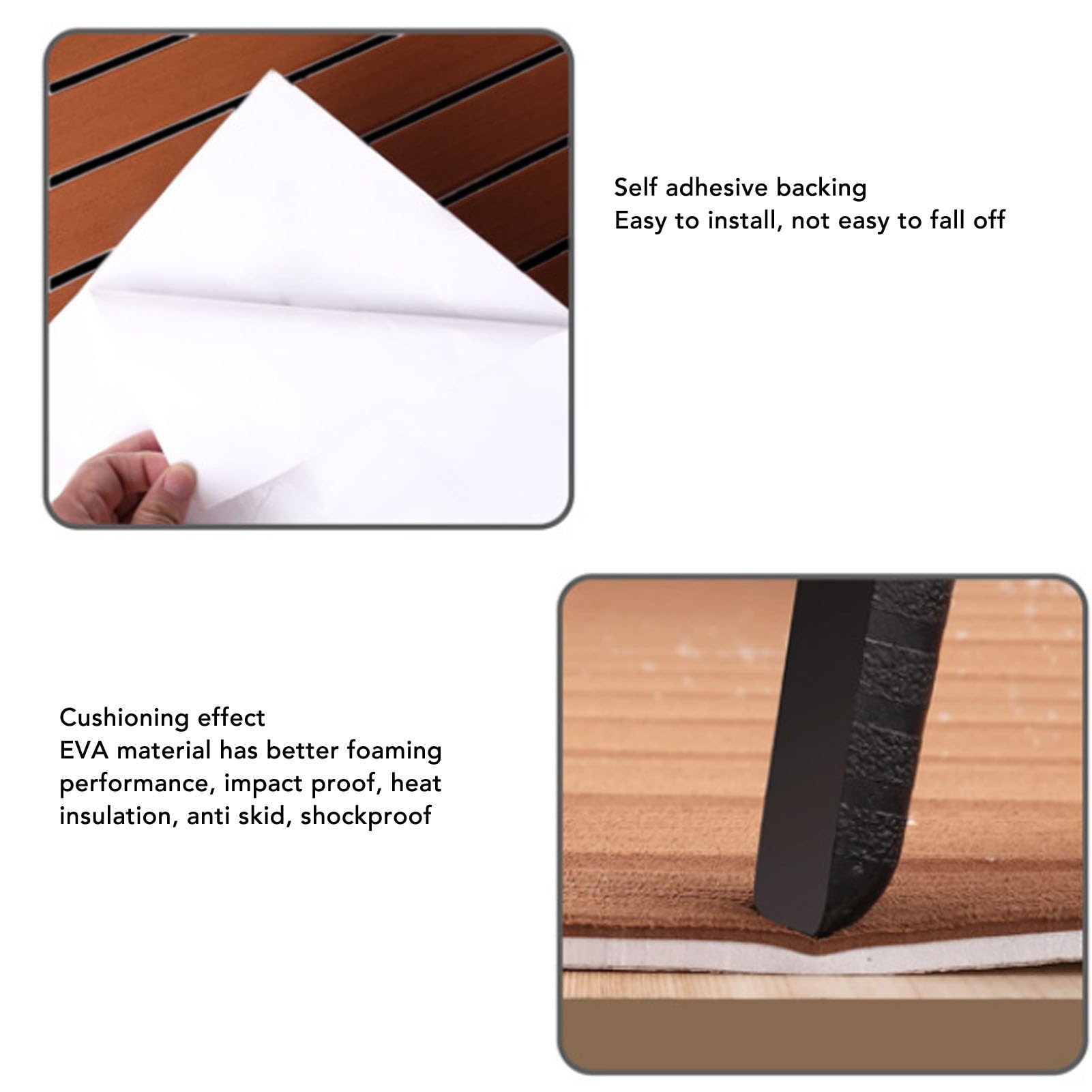 Acouto Eva Marine Foam Podłogi Bukiet Łodzi Deska bez poślizgów Samoprzylepna naklejka ze sztucznego drewna tekowego do łodzi jachtów ponton ponoon platformy (240 x 60 cm)