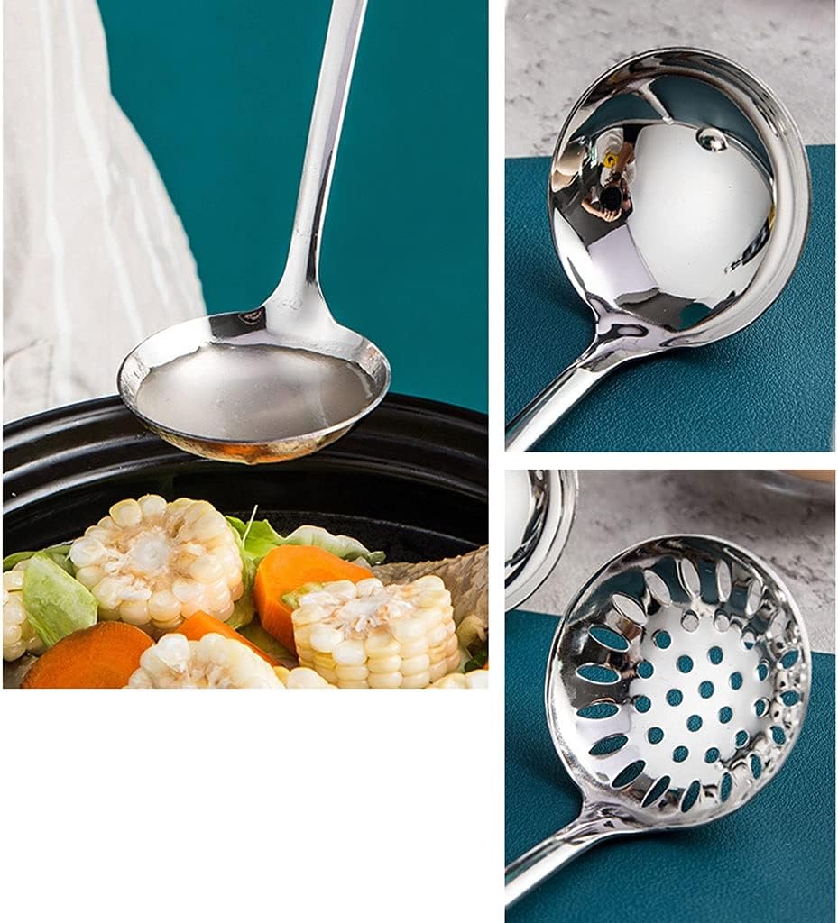 Tea Spoons Household Soup Spoon and Spoon Rice Spoon Hot Pot Soup Spoon Colander Long Handle Spoon 2 Pieces Ice Tea Spoons (Color : F) (B)