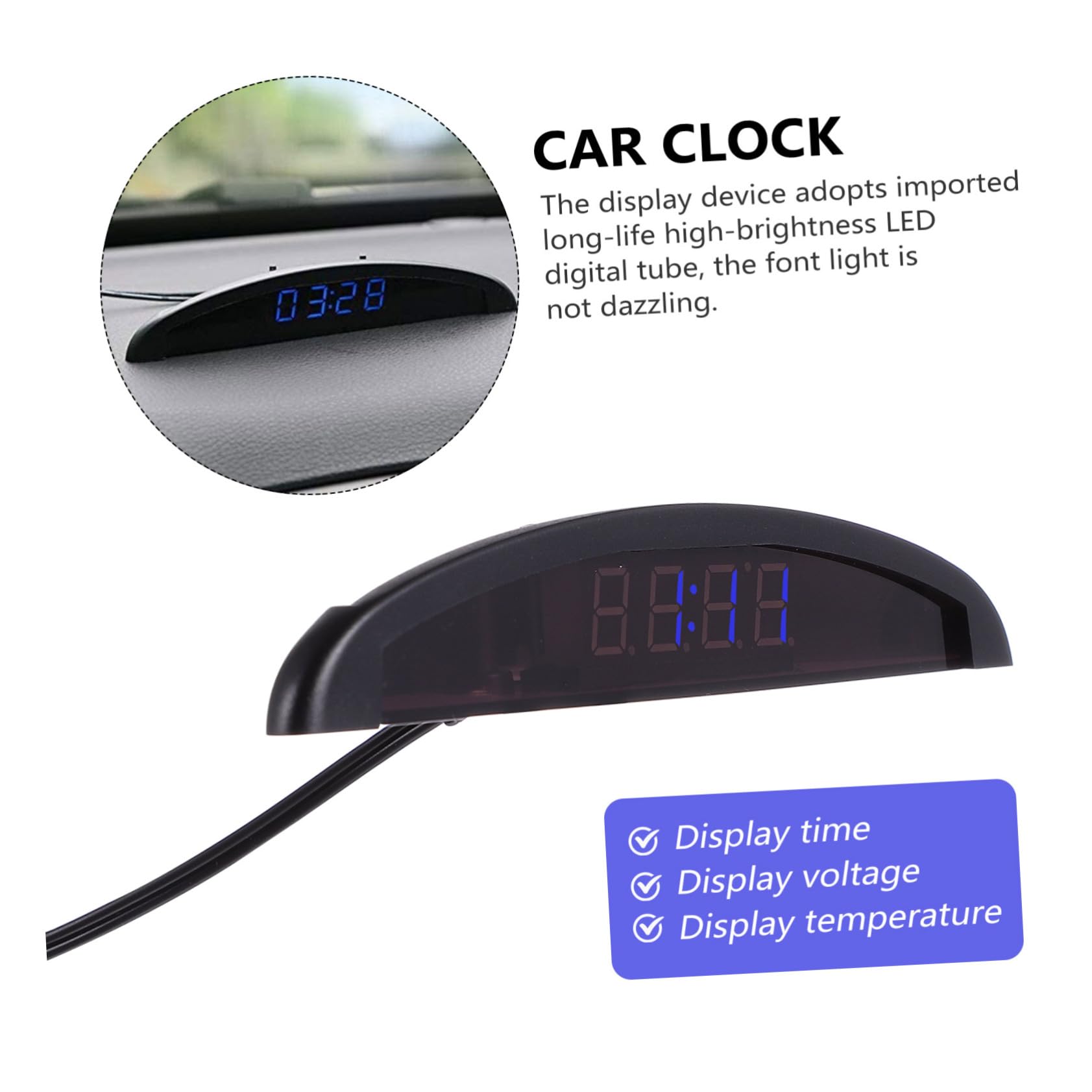 2piezas Reloj Digital De Coche y Voltímetro Reloj Electrónico Multifuncional Para Salpicadero Instalación Fácil y Precisión Real