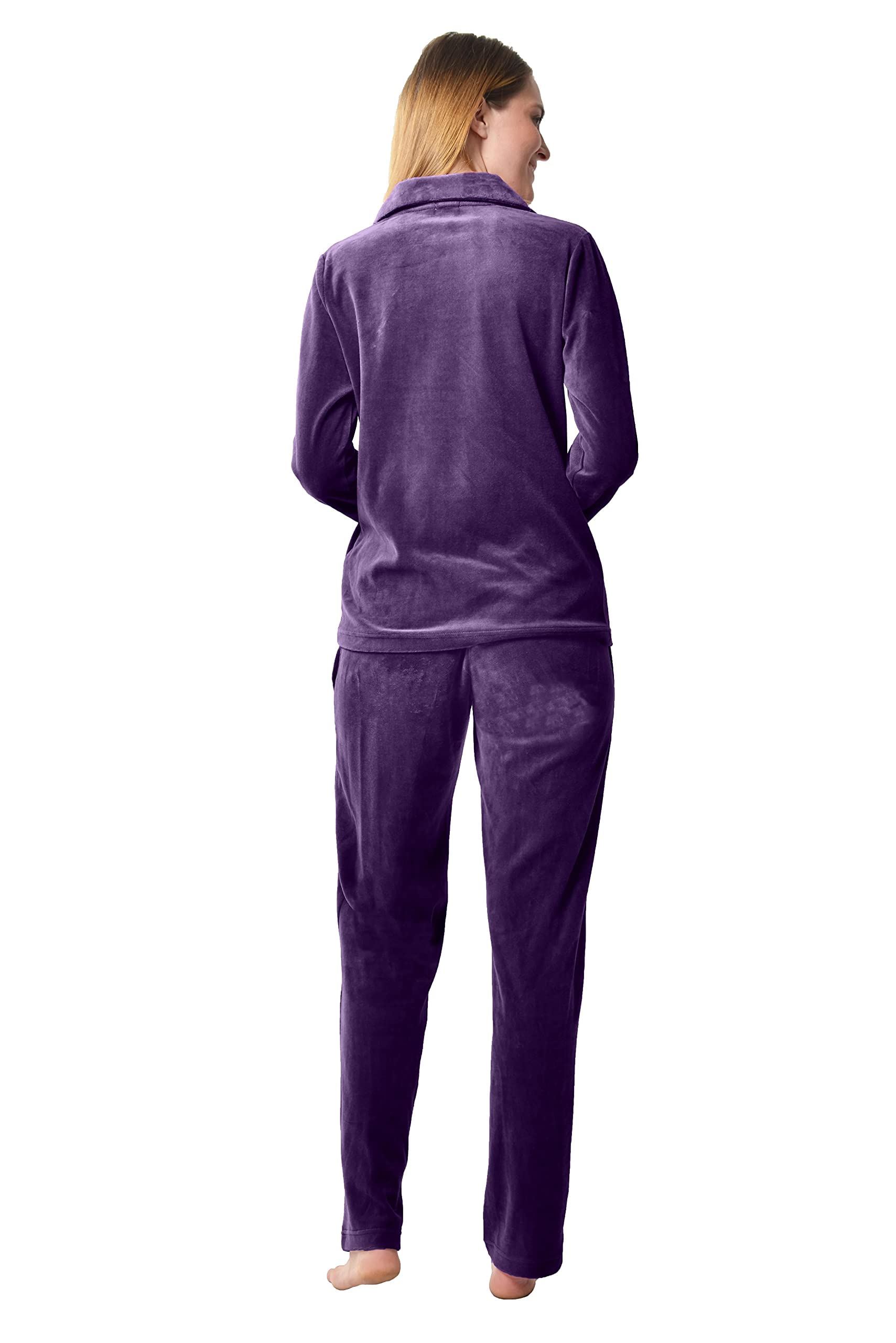 DeSen Damen Velours Nicki Freizeitanzug Fitnessanzug Hausanzug Jogginganzug Nicki-Anzug mit Reißverschluss und Glitzersteinen