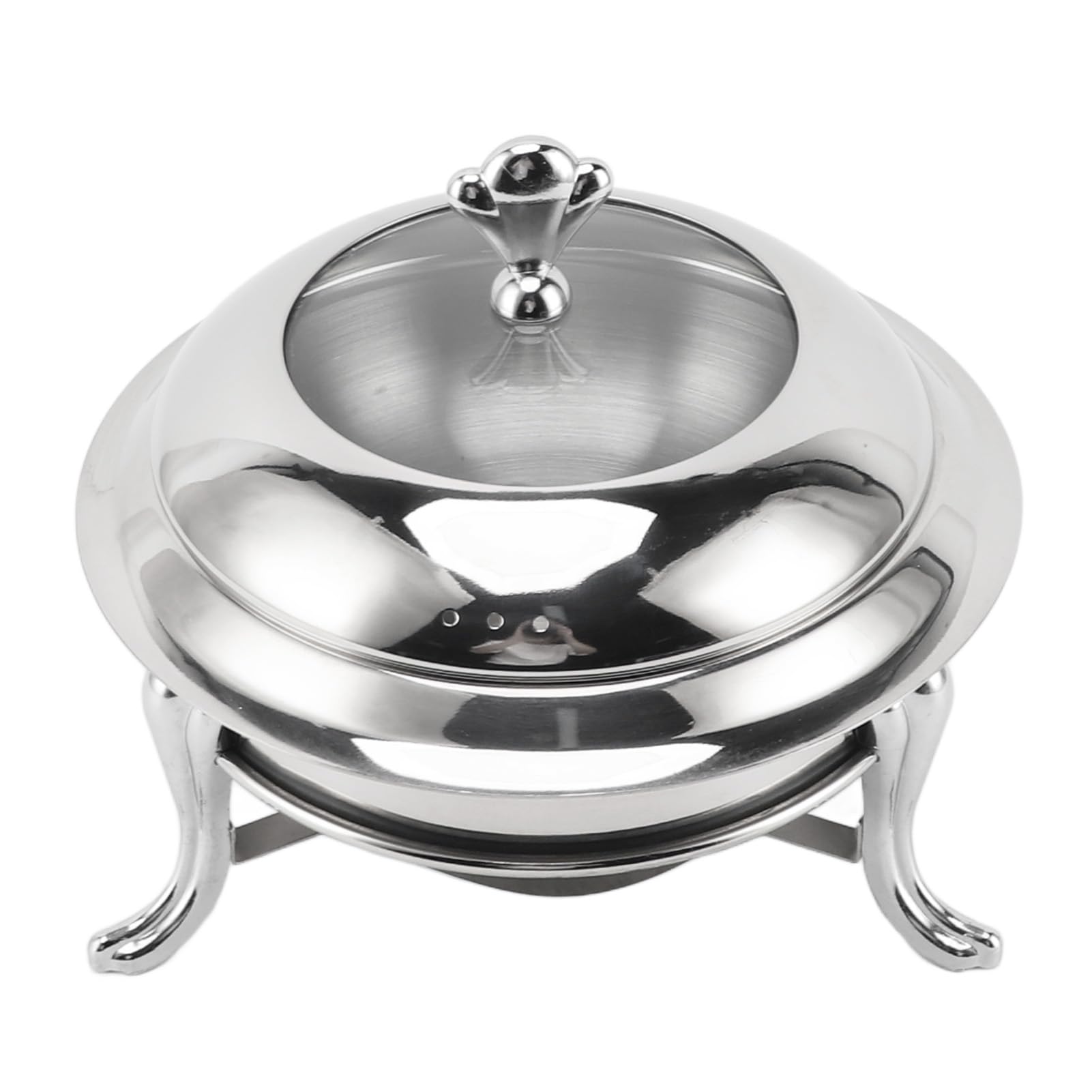 Set Scaldavivande da Buffet in Acciaio Inox Scaldavivande con Riscaldamento a Combustibile e Coperchio, Server da Catering Rotondo Portatile per Matrimoni, Banchetti, Feste con Piatti Caldi