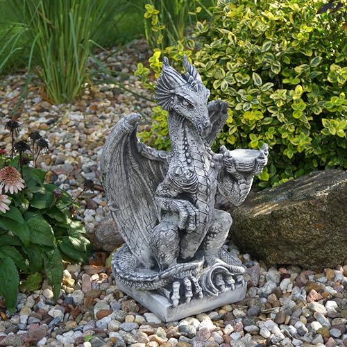 Drachen-Steinfigur 41 Cm, 21 Kg – Frostsicher Für Garten & Außenbereich