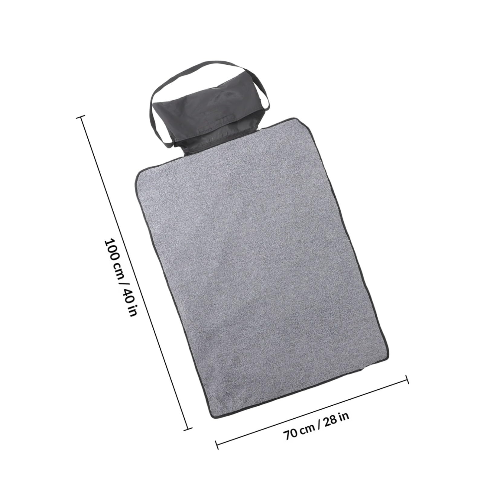 Happyyami Manta Plegable para Mascotas Térmica de Lana Negra Portátil | Rectangular, Lavable, Bolsa Lateral Cremallera, Uso en Cama Esterilla Exterior