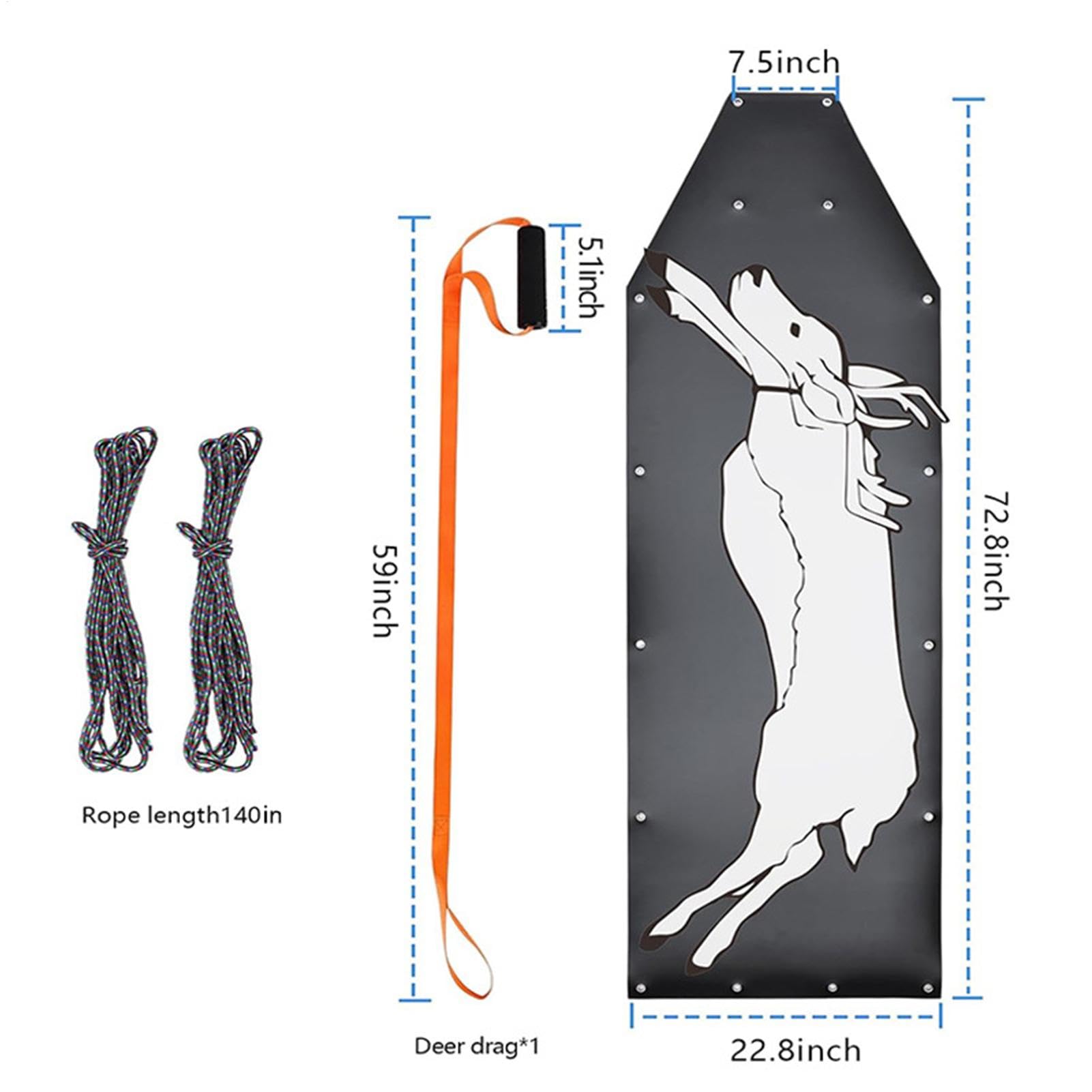 Traîneau de cerf lourd - Espace de jeu épais pour la chasse, Drag Glide avec sangle et cordes | Pêche sur glace en plein air en plein air, kit de toboggan, équipement résistant à la déchirure pour
