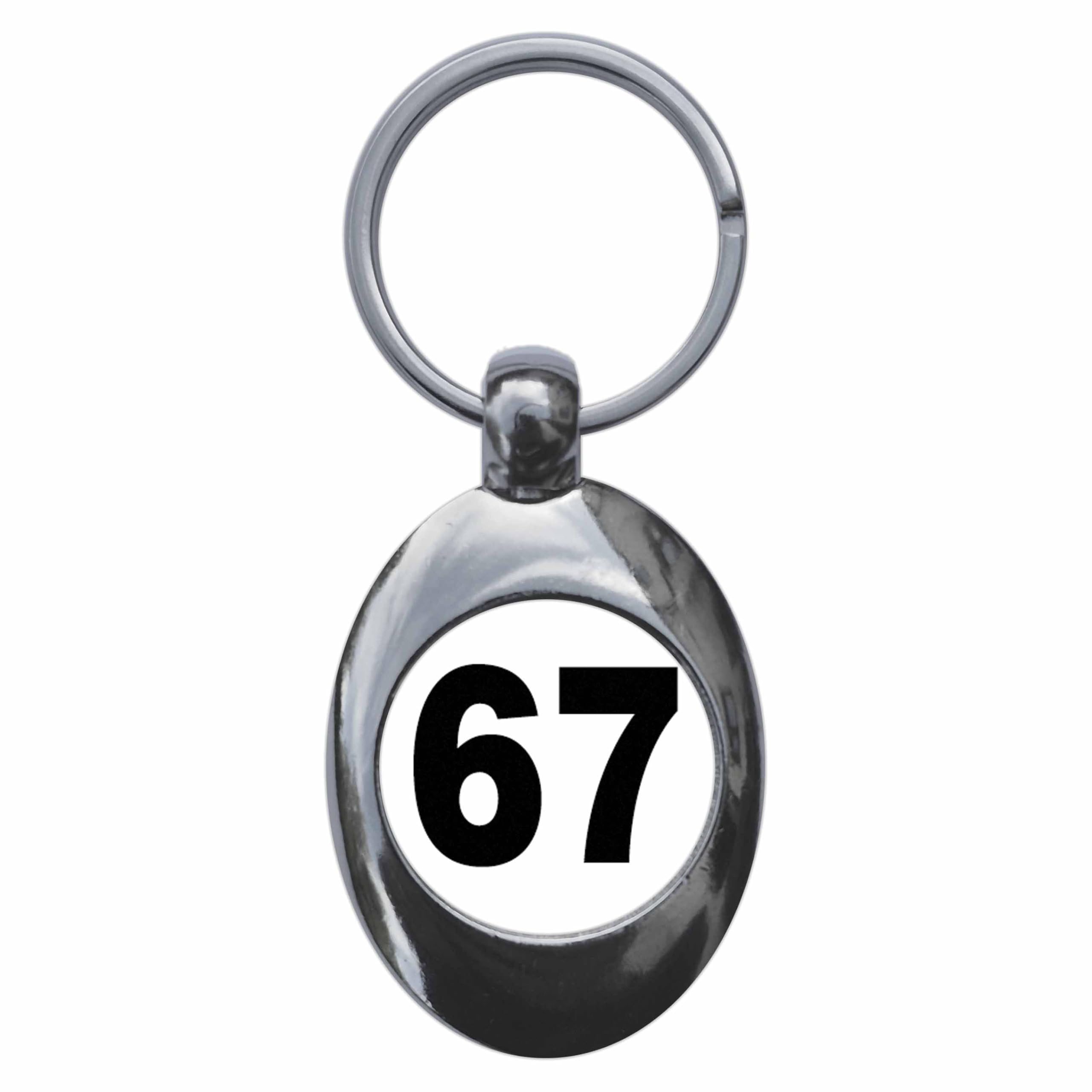 Ozorath Plain Number 67 Sixty Seven Keyring Keychain Key Ring Chain With Trolley Coin