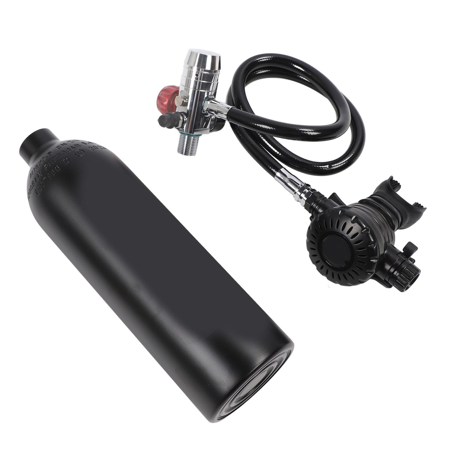 Jopwkuin Mini Oxygen Cylinder, Small 1L Diving Kit Explosionproof Rustproof Detachable for Outdoor (Black)
