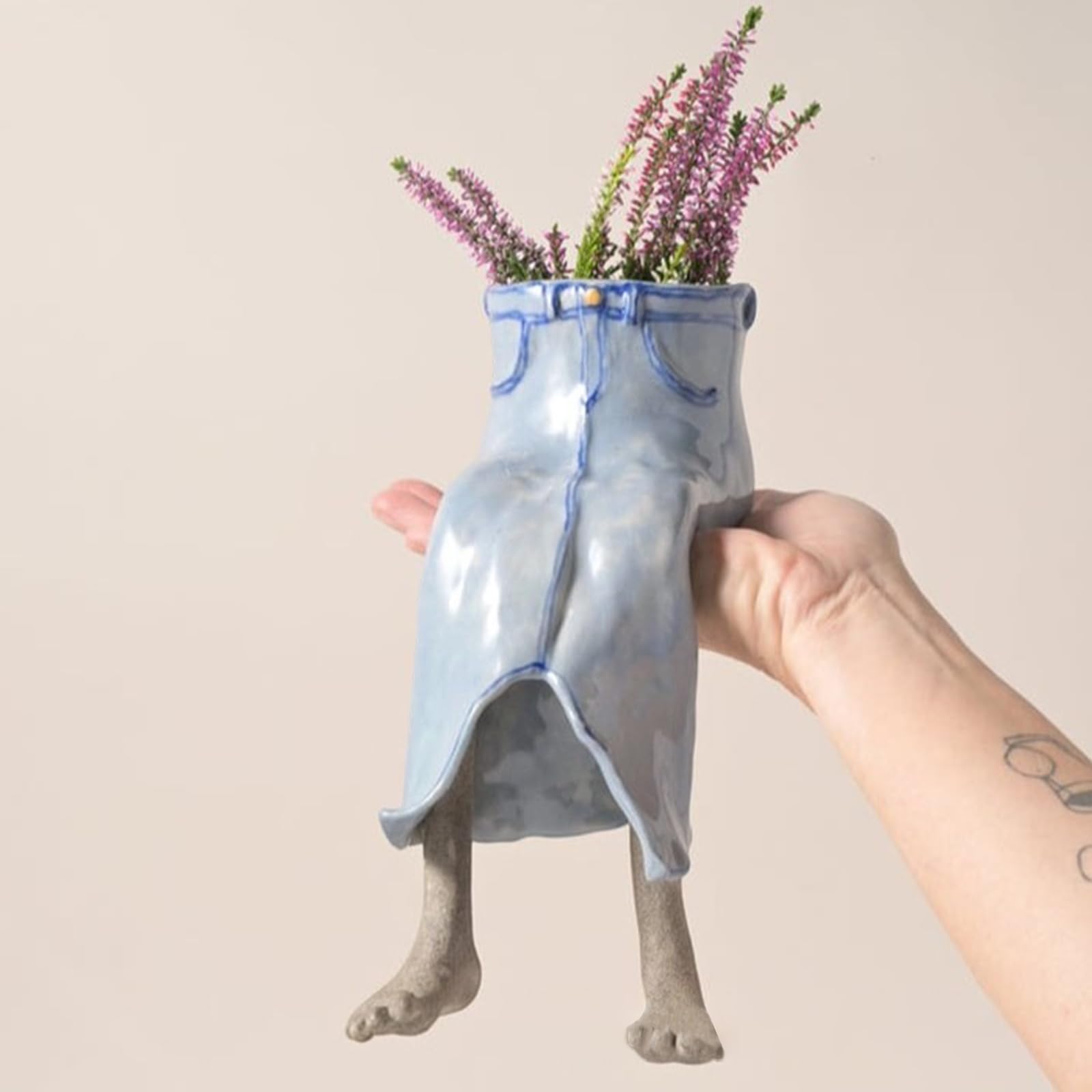 QUNZIDRESS Creative Sitting Human-Shaped Planter Pot,Garden Statue Planter,Cute cantilevered flowerpots Succulent Plant pots Ornament Creative Resin Flower Head Planter,Gifts for Plant Lovers