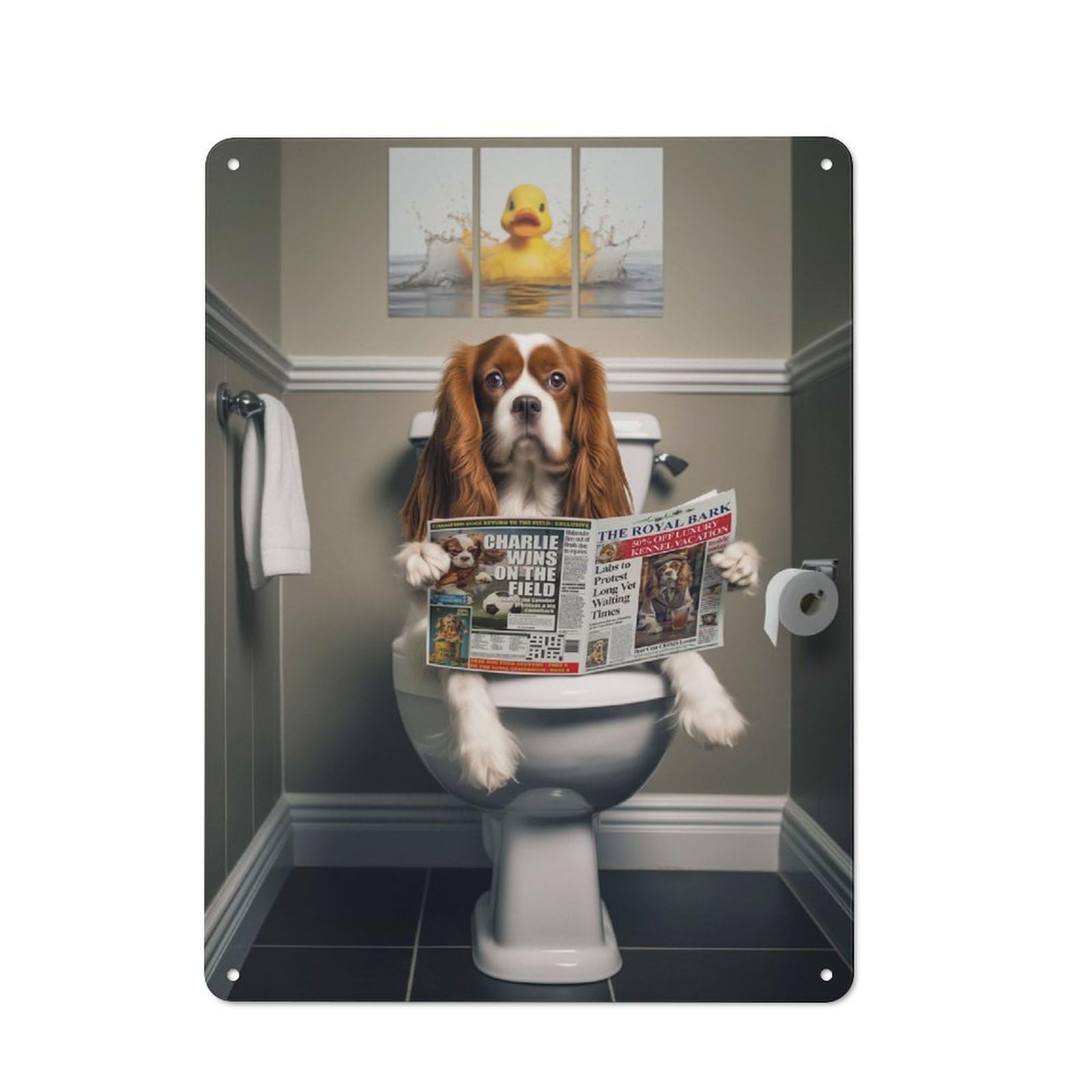 Junmoney Cavalier King Charles Decorative Metal Sign 40X30cm, Creative Studio Wall Plaque For Hobby Room, Office, Lounge Or Living Room