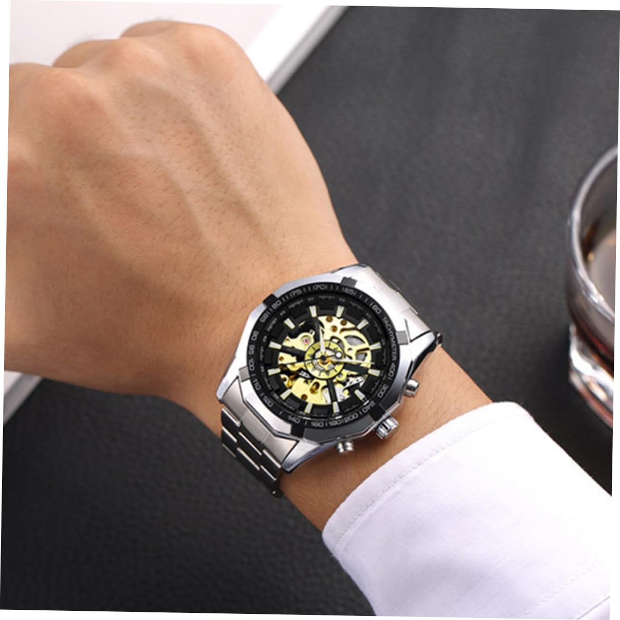 Herrenarmbanduhr mit Automatikaufzug, Große Zeiger, Zinklegierung