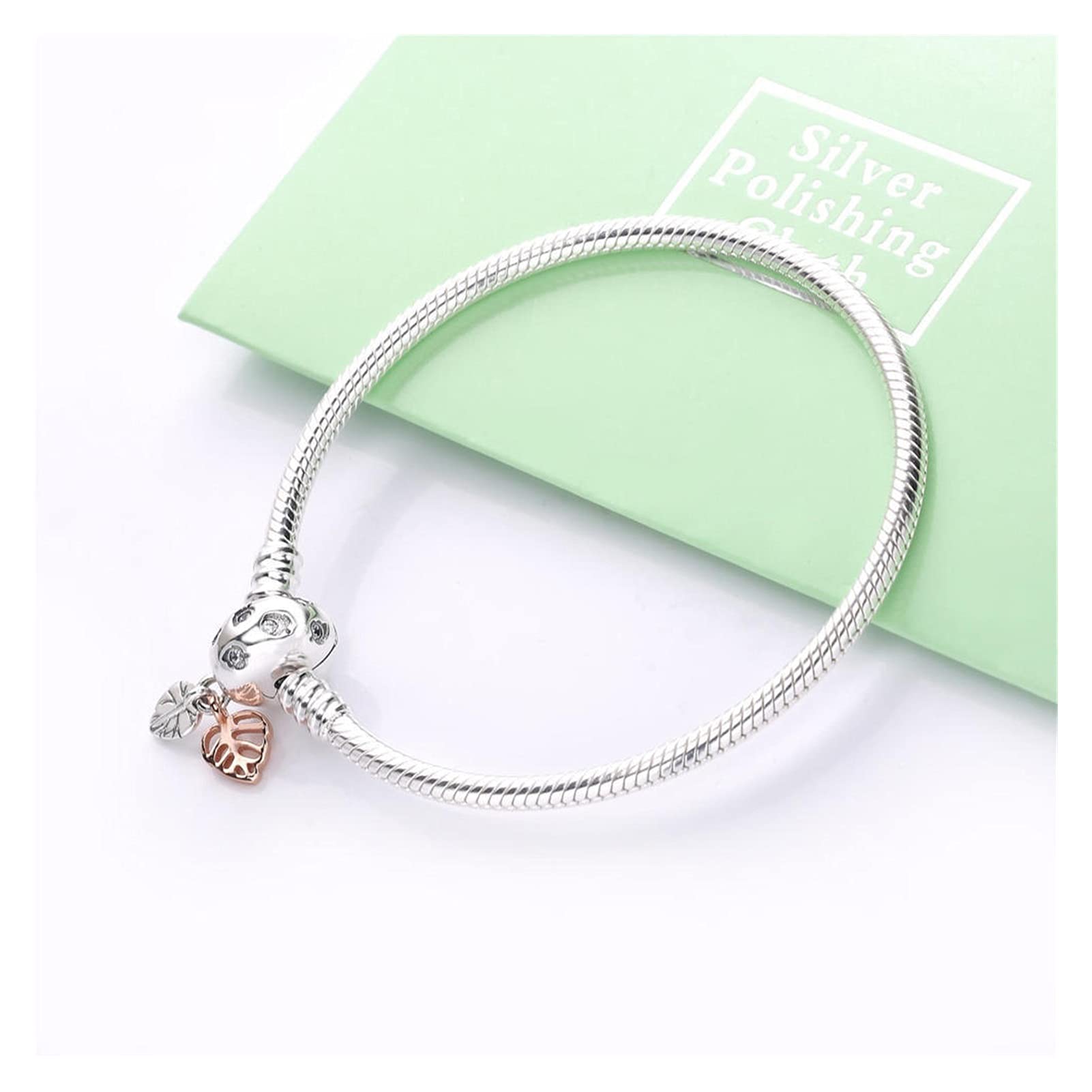 Armbänder für Damen 925 Pan mit Verschluss Damen Gravur Aufschrift 4 17cm