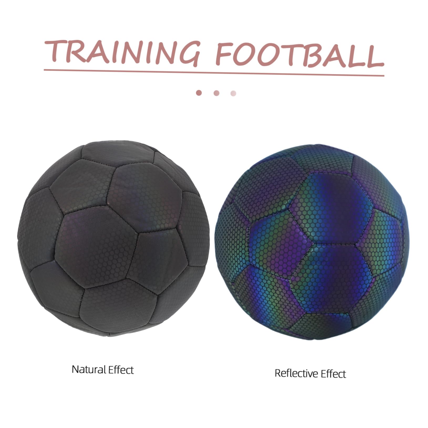 Toyvian Pallone da Calcio Riflettente, Palla da Calcio Luminosa | Allenamento e Partite, Design Distintivo in Gomma Fodera in Butile, Festa Scuola Decor